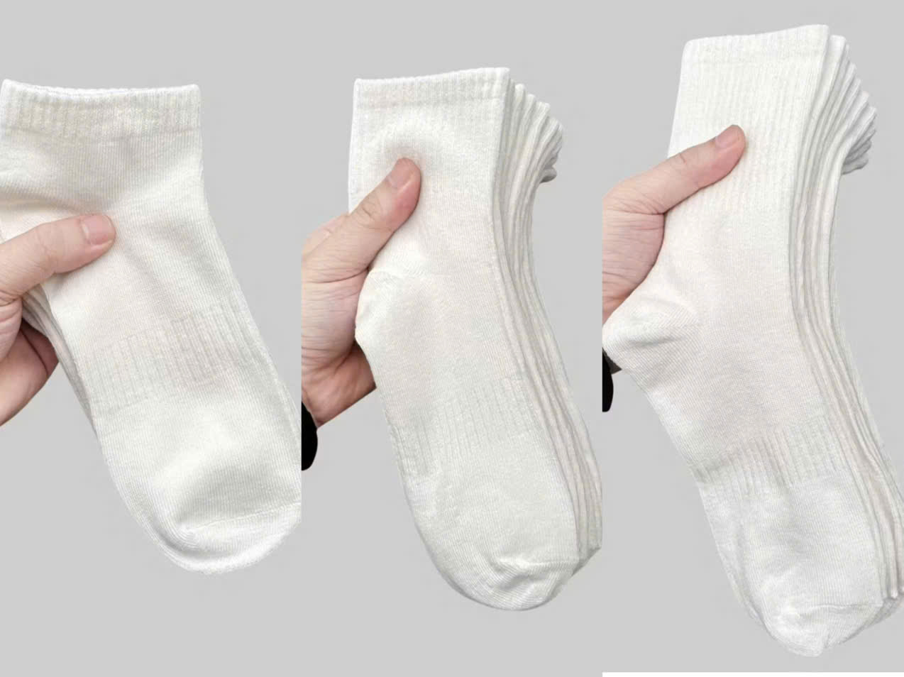 TAT01-Combo 10 đôi tất trắng tinh 3 loại sọc gân cổ loại dày dặn đẹp nhất