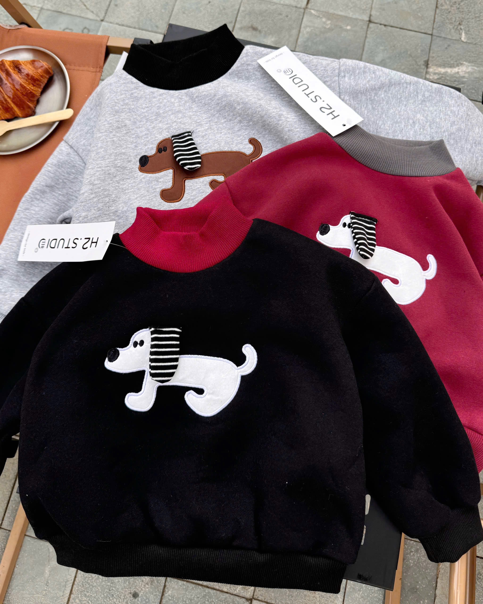 Bt751- bộ Cún tai nổi quần kẻ 3 màu chất nỉ haida