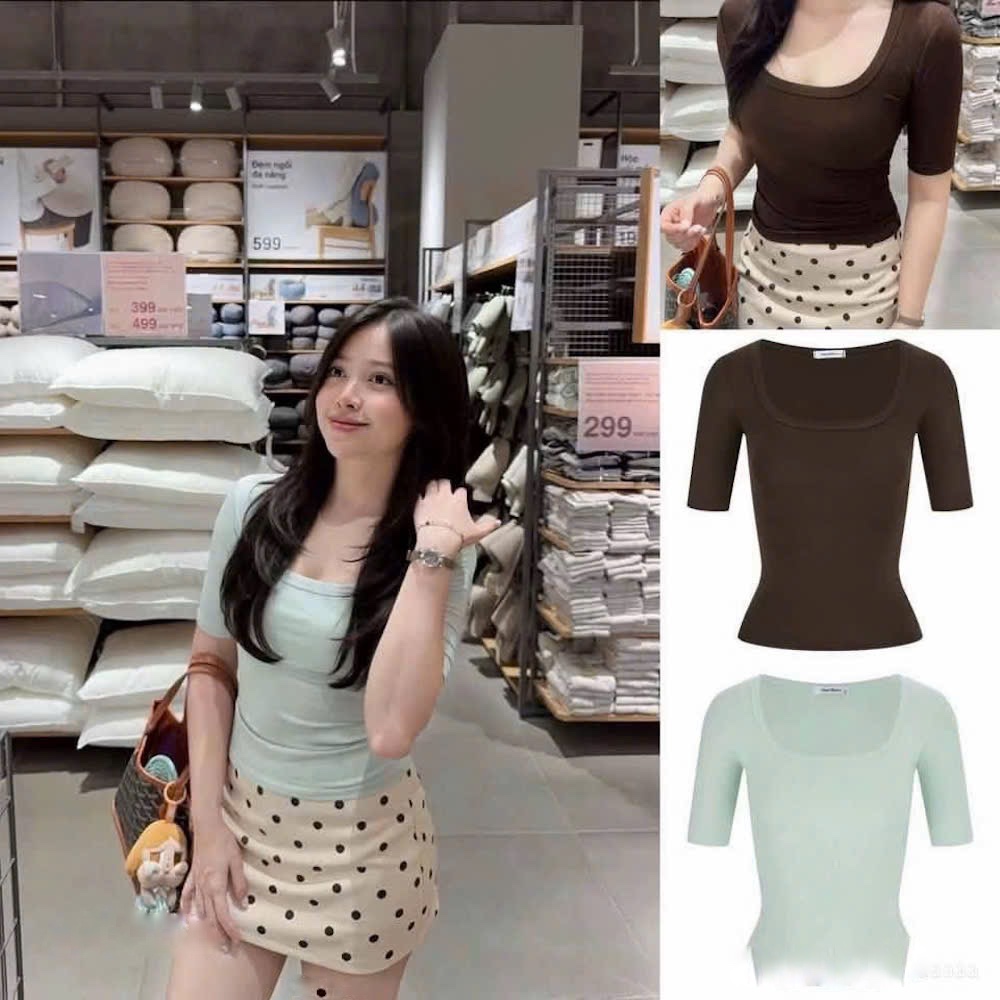 A708-Áo thun cộc tay cổ U nhiều màu co dãn