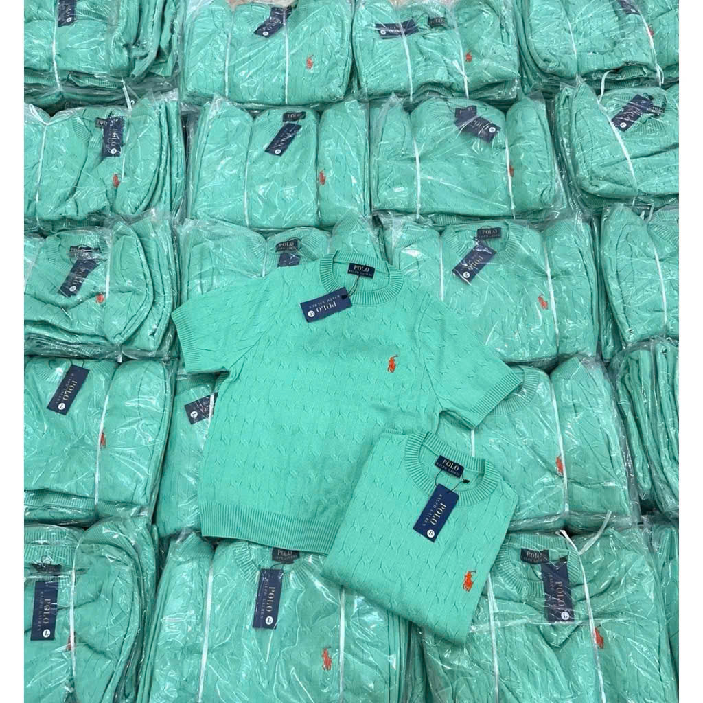 A490-Áo len cộc tay màu xanh Hot Hit mẫu mới 2026 hàng nhà máy đủ tem