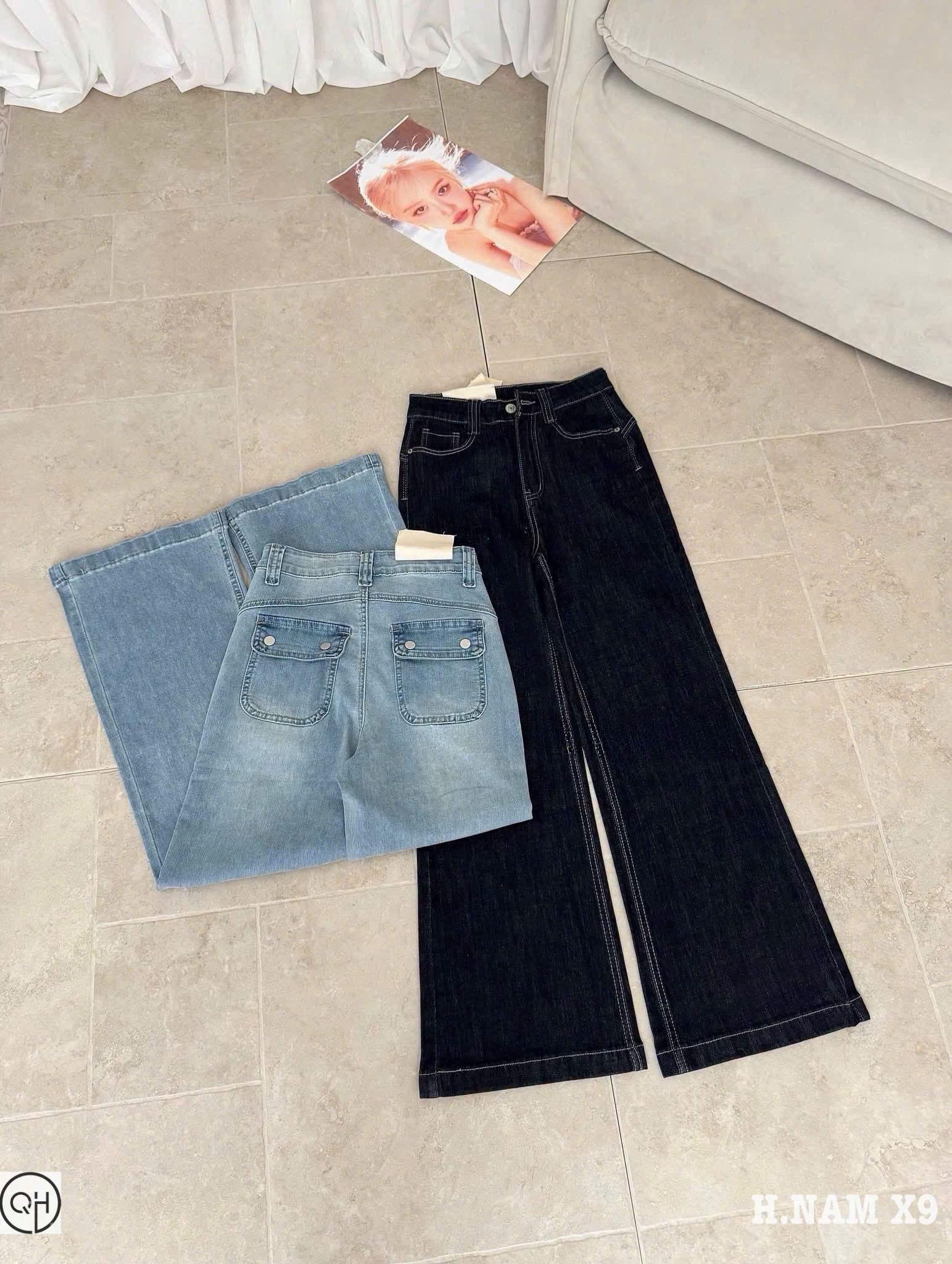 Quan125- Quần jeans loe mẫu mới 2 màu đậm-nhạt