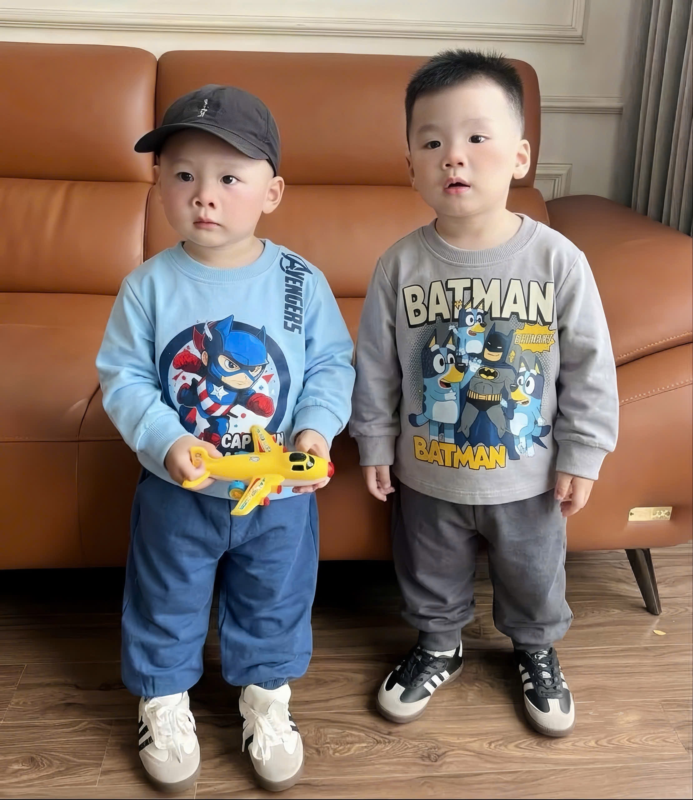 BT1093-Combo 2 bộ Siêu Nhân XANh DƯƠNG-XÁM cotton