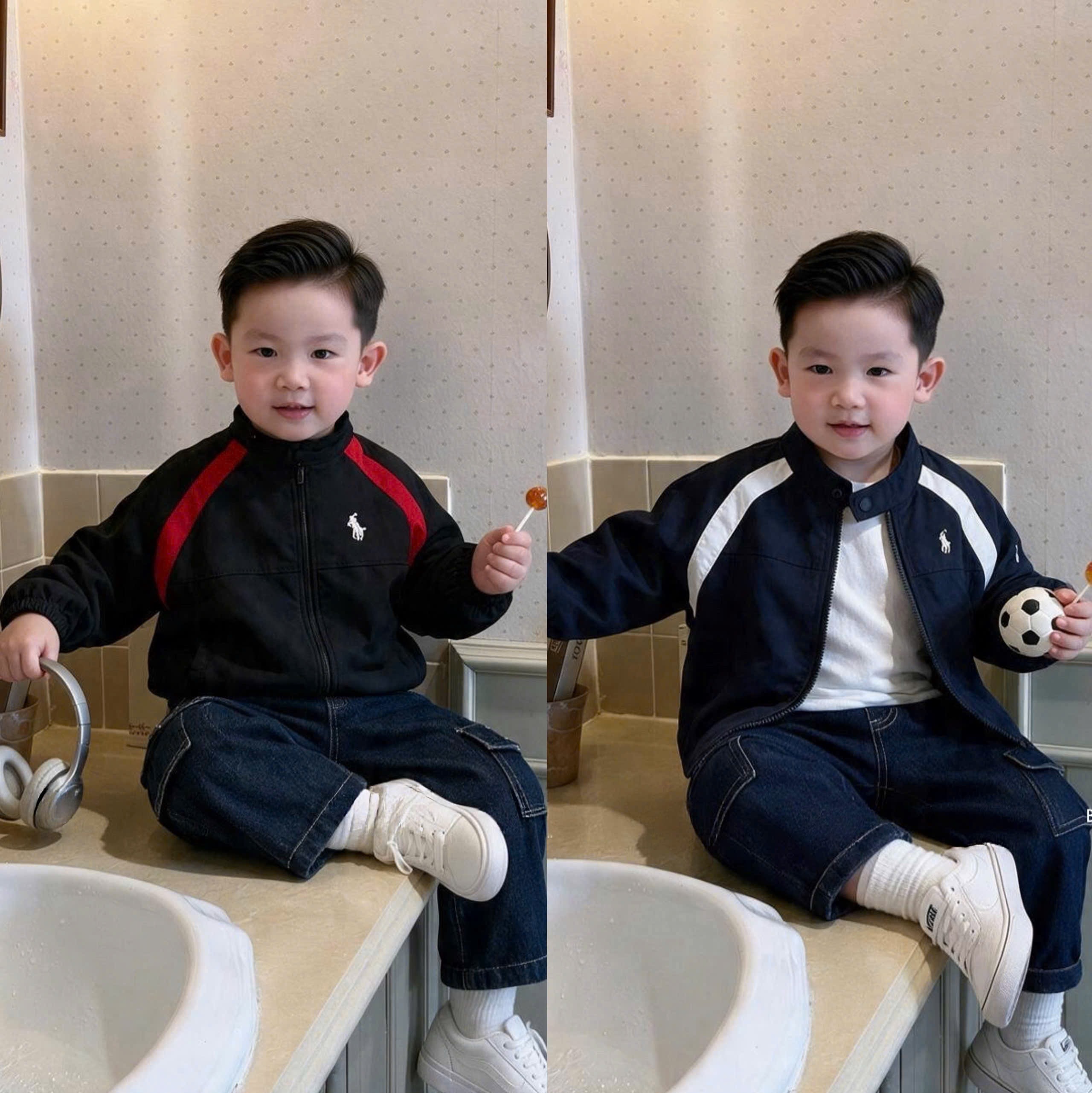 BT1055-Áo khoác phối viền thêu ngựa cho bé  8-25kg