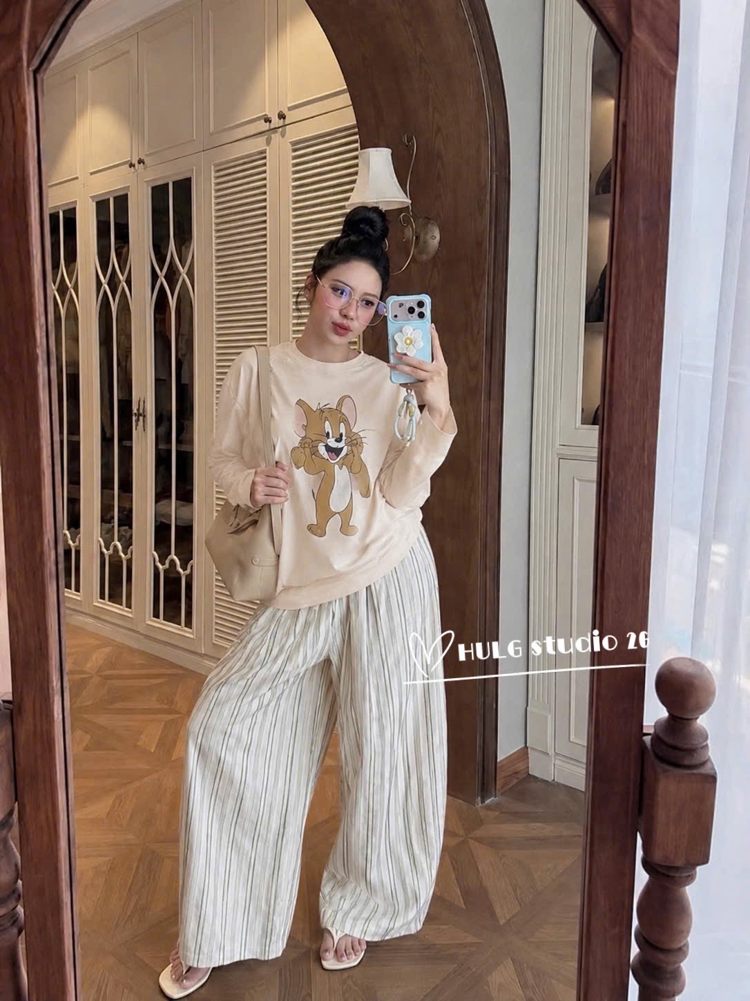 SET772-Bộ áo thun Jery  phối quần suông dài