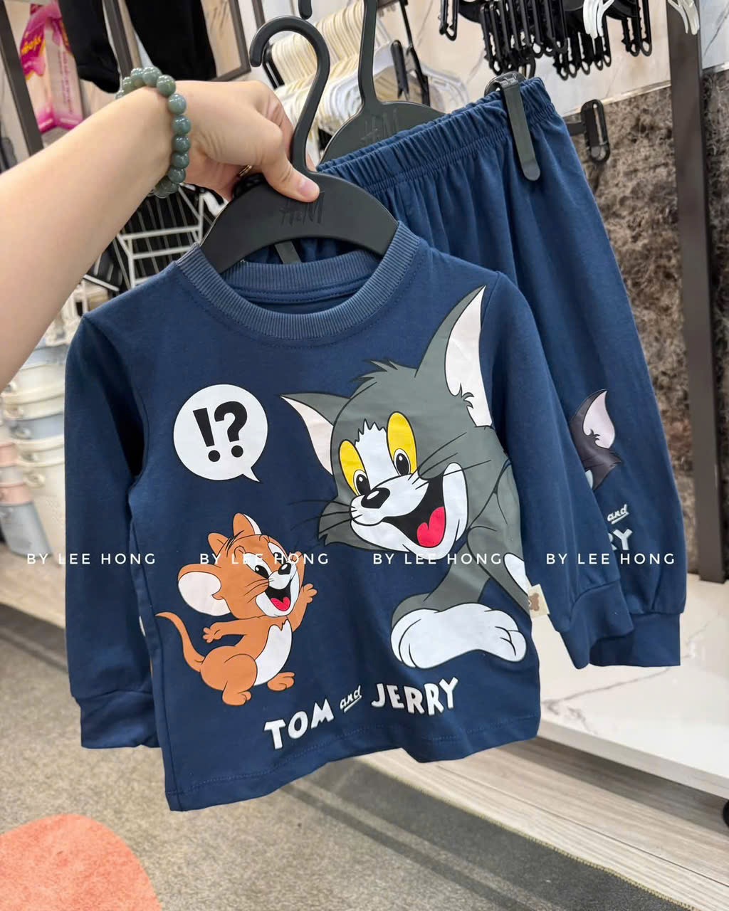BT1017- Combo 2b mèo Tom xanh trắng dài tay chuẩn Minibebe