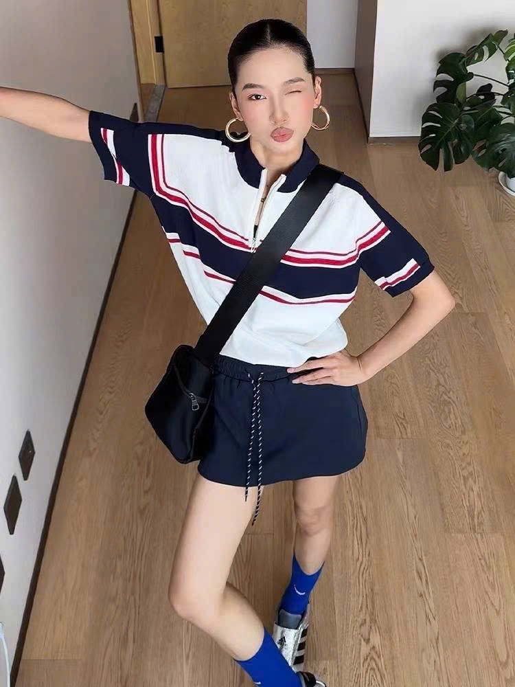 A355- Len kẻ ngang than mix trắng khoá trước quảng châu