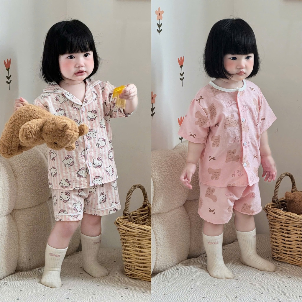 BT846-Combo 2 bộ pijama cộc tay nhiều màu cho bé 9-26kg