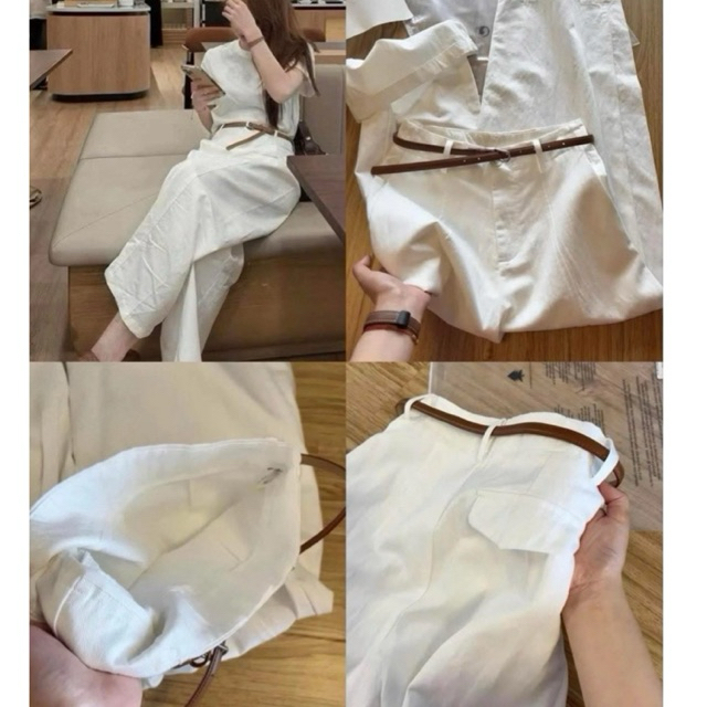 QUAN108-Quần kaki suông màu be TẶNG KÈM ĐAI