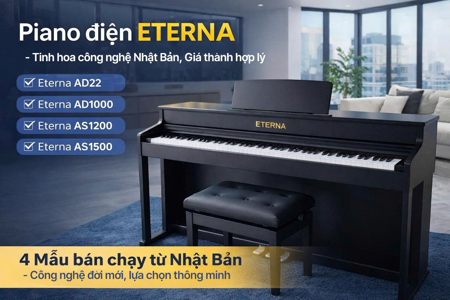 TOP 4 MẪU ĐÀN PIANO ĐIỆN ETERNA ĐÁNG MUA NHẤT NĂM 2026