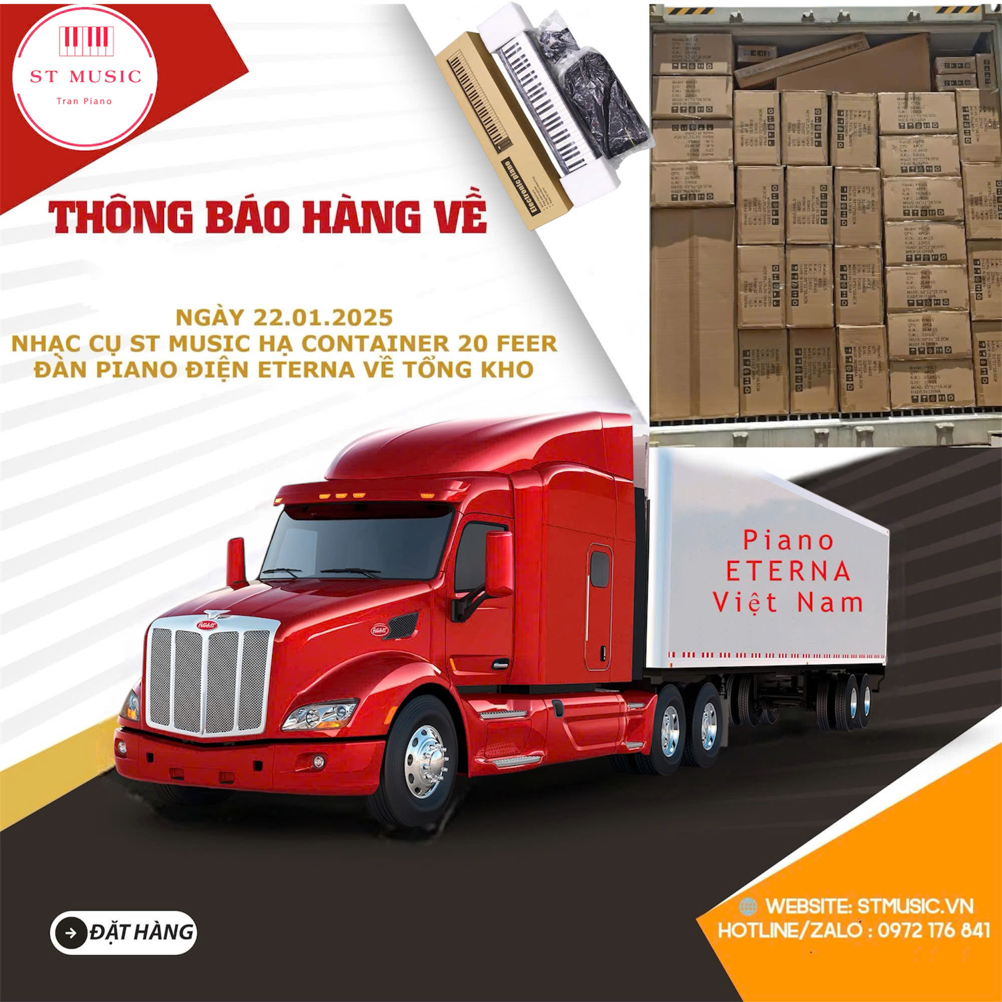 THÔNG BÁO HẠ CONTAINER 20 FEET PIANO ĐIỆN ETERNA