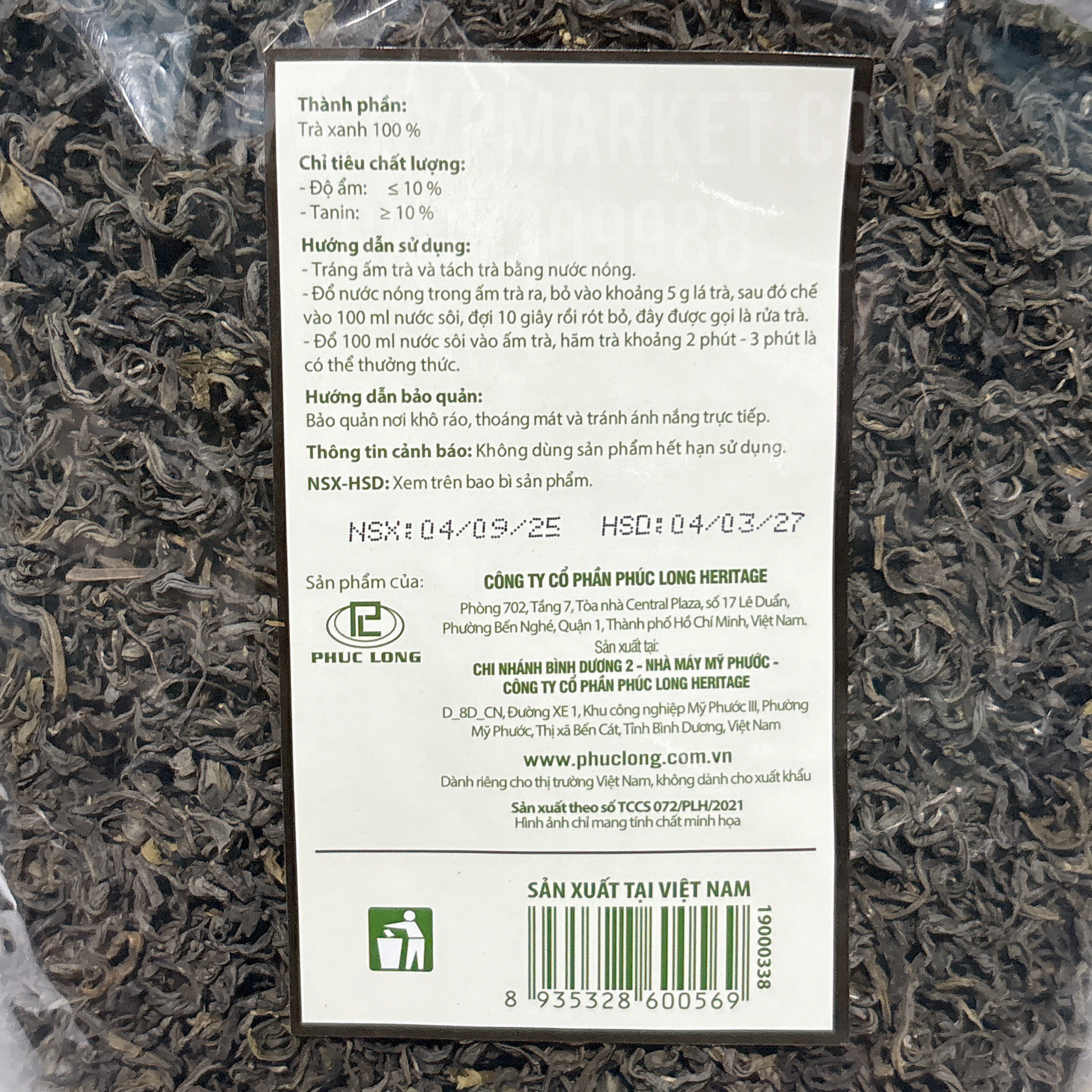 Trà xanh Thái Nguyên Phúc Long 500g