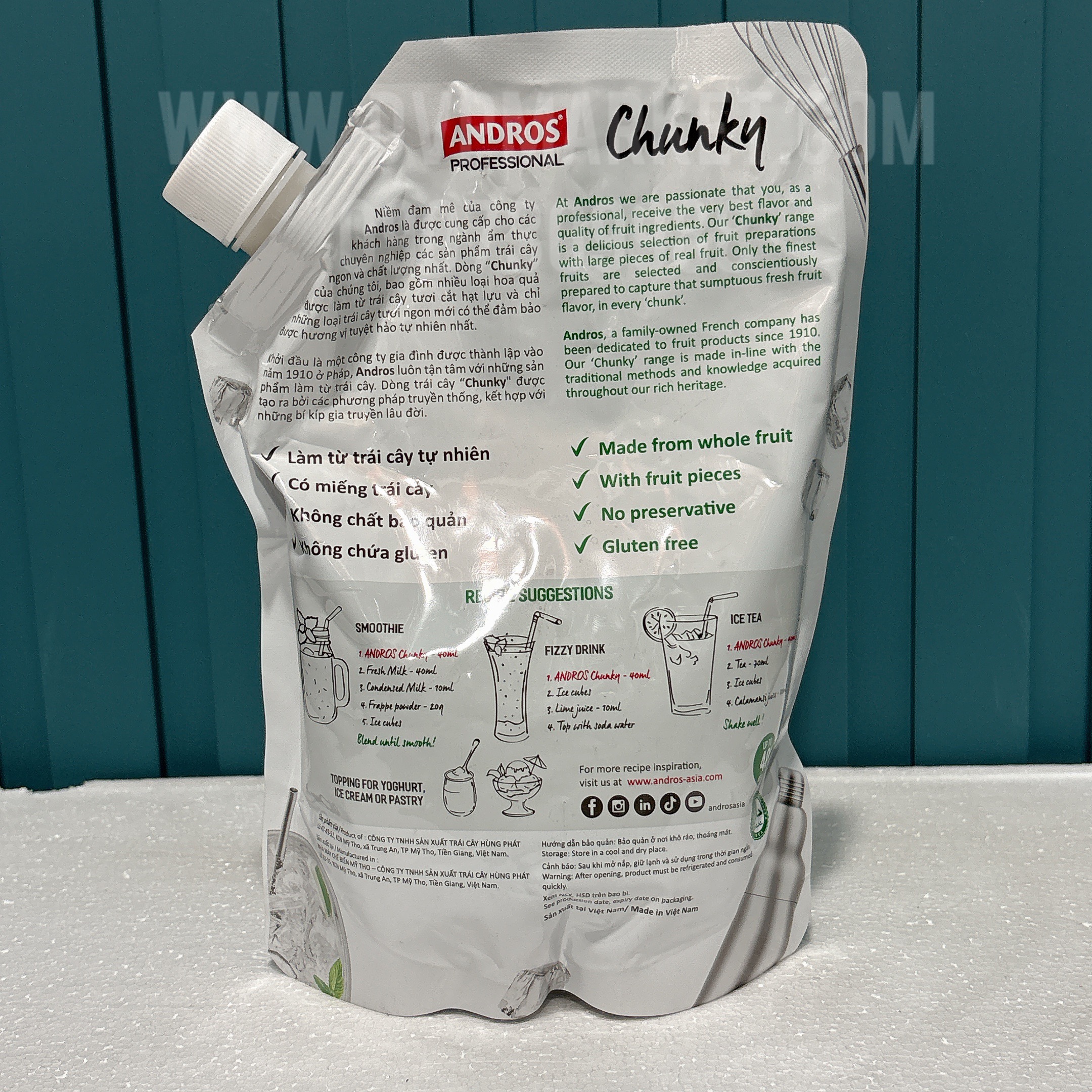 Mứt trái cây Andros Chunky 1kg - Xoài