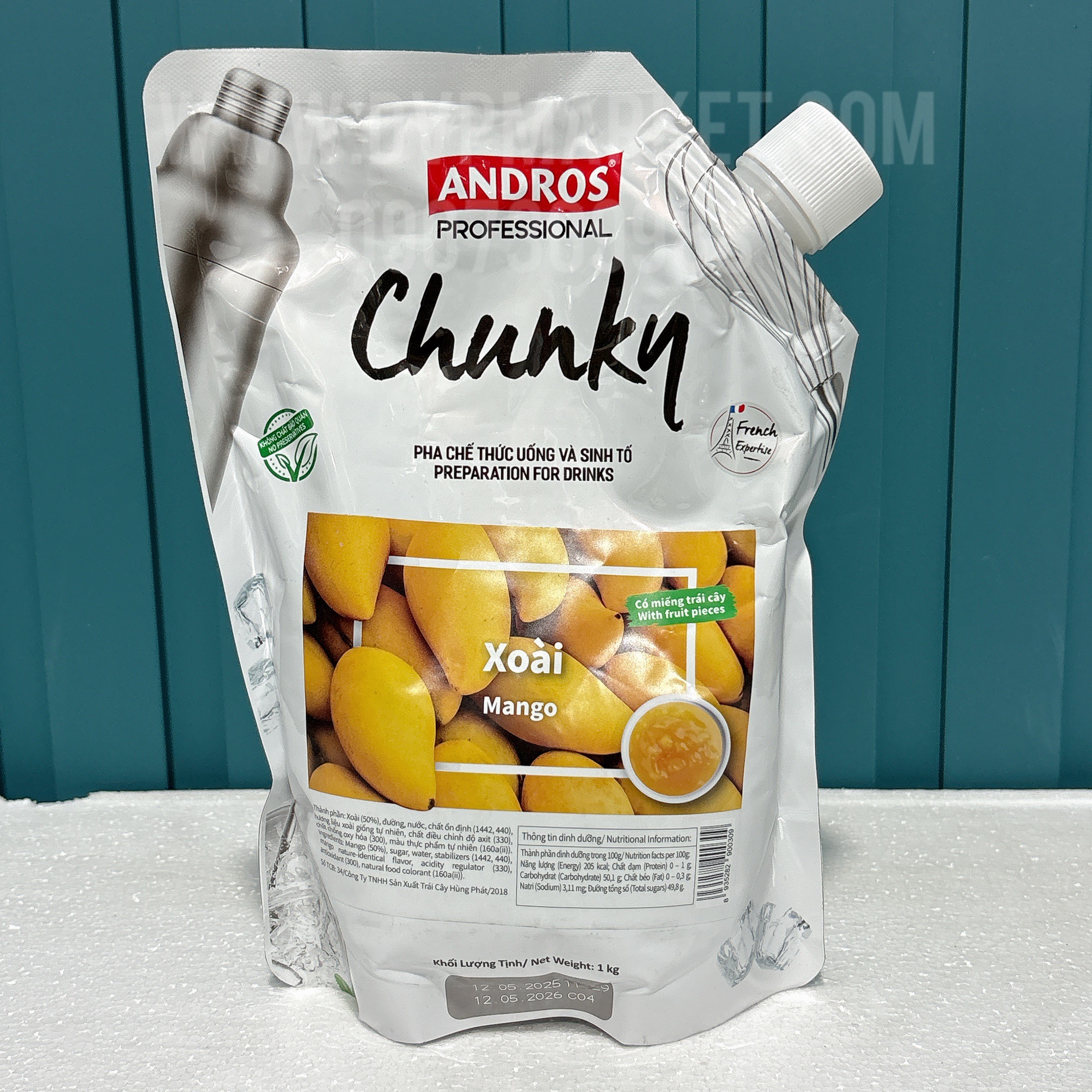 Mứt trái cây Andros Chunky 1kg - Xoài
