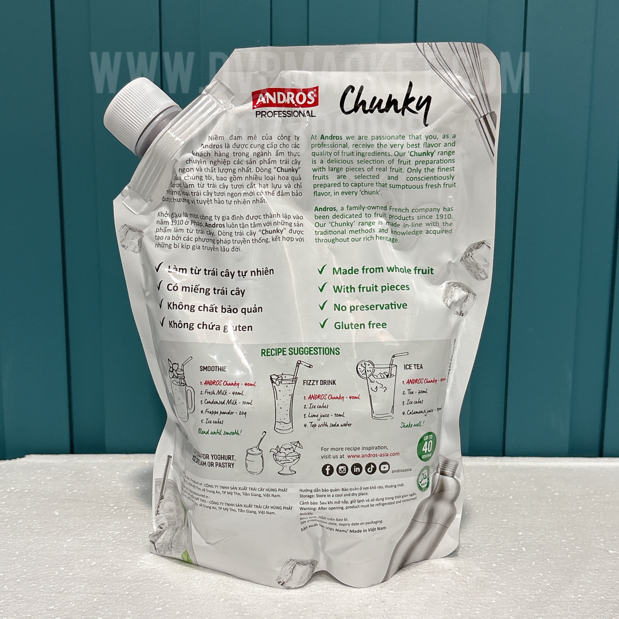 Mứt trái cây Andros Chunky 1kg - Việt Quất