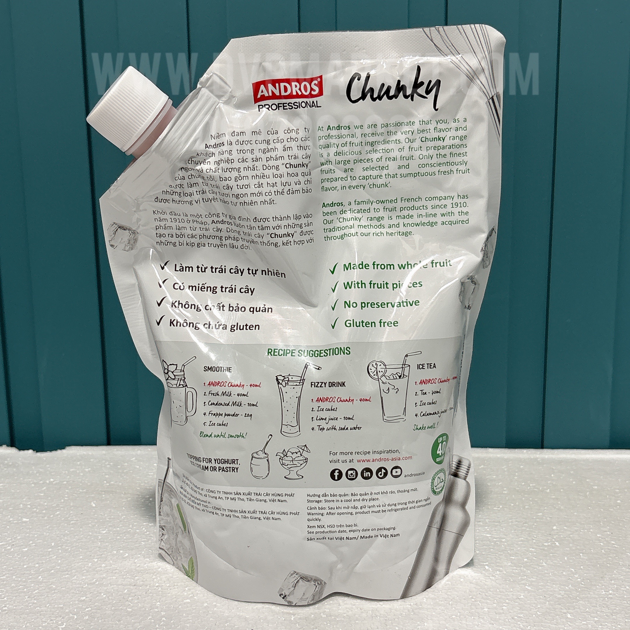 Mứt trái cây Andros Chunky 1kg - Dâu