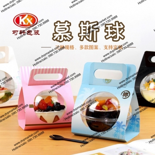 S - Hộp giấy nhựa tròn mousse 500ml HT145 - 600 set/thùng