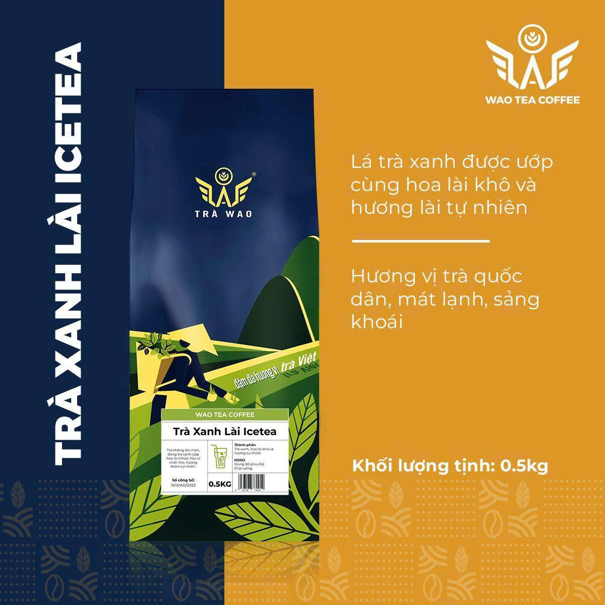Trà WAO xanh lài Icetea - 500gr