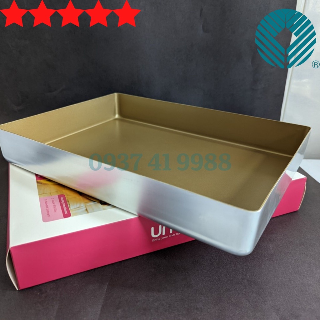 Sanneng UN10018 - Khuôn làm bánh hình chữ nhật thành cao UNOPAN 350x250x50mm