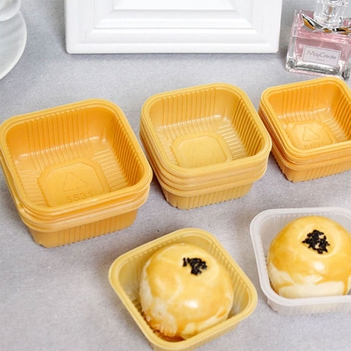 Trung Thu - Khay đựng bánh VN - Vuông - Vàng - Xấp 50c - 10.0 (180-200g)