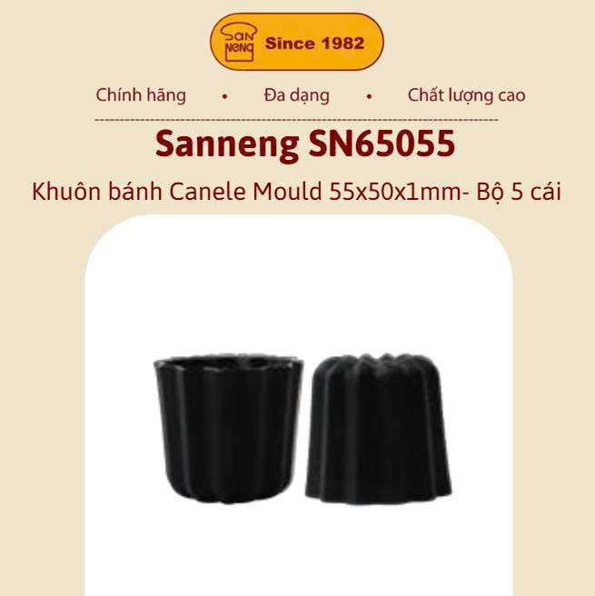 Sanneng SN65055 - Khuôn bánh Canele Mould  55x50mm - Bộ 5 cái