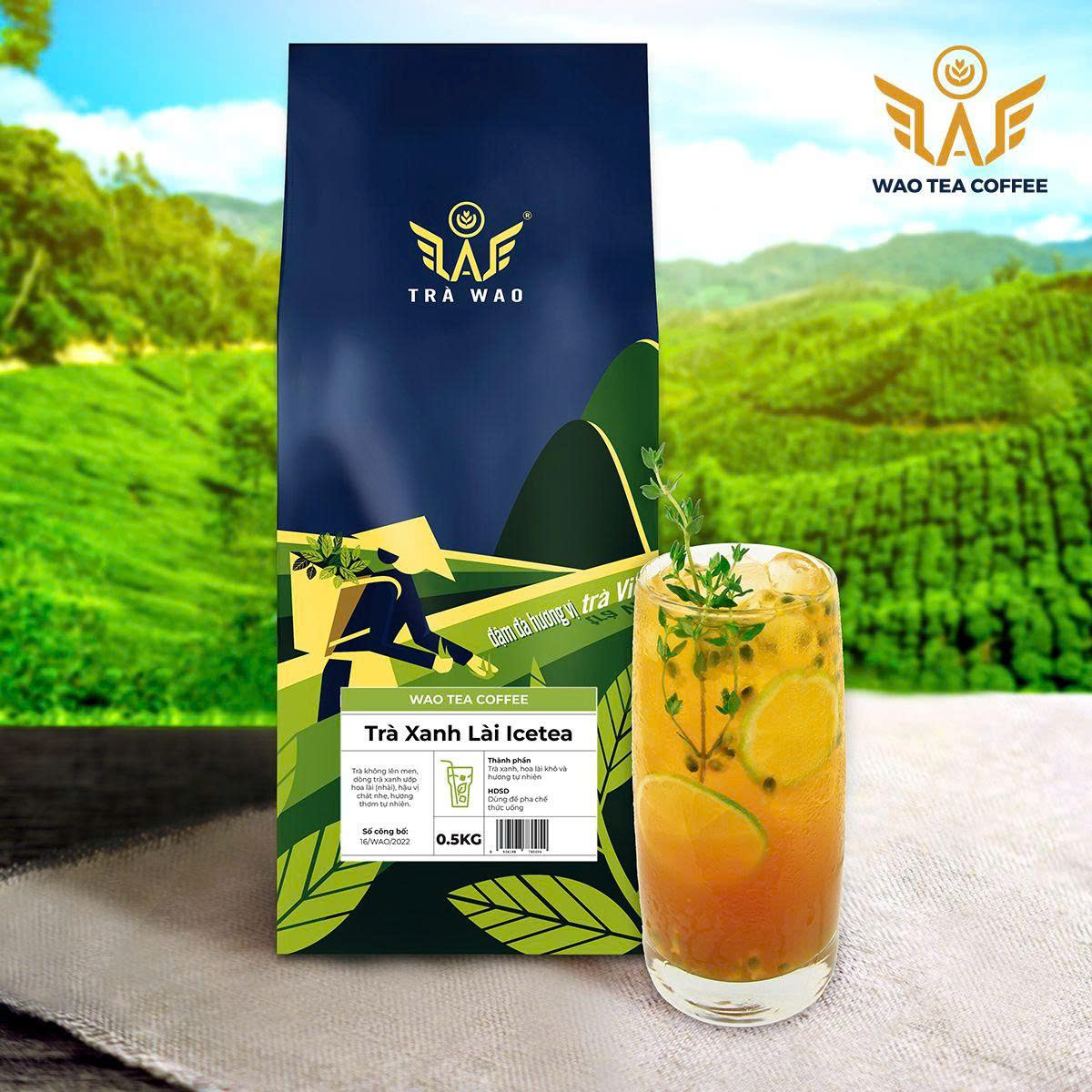 Trà WAO xanh lài Icetea - 500gr