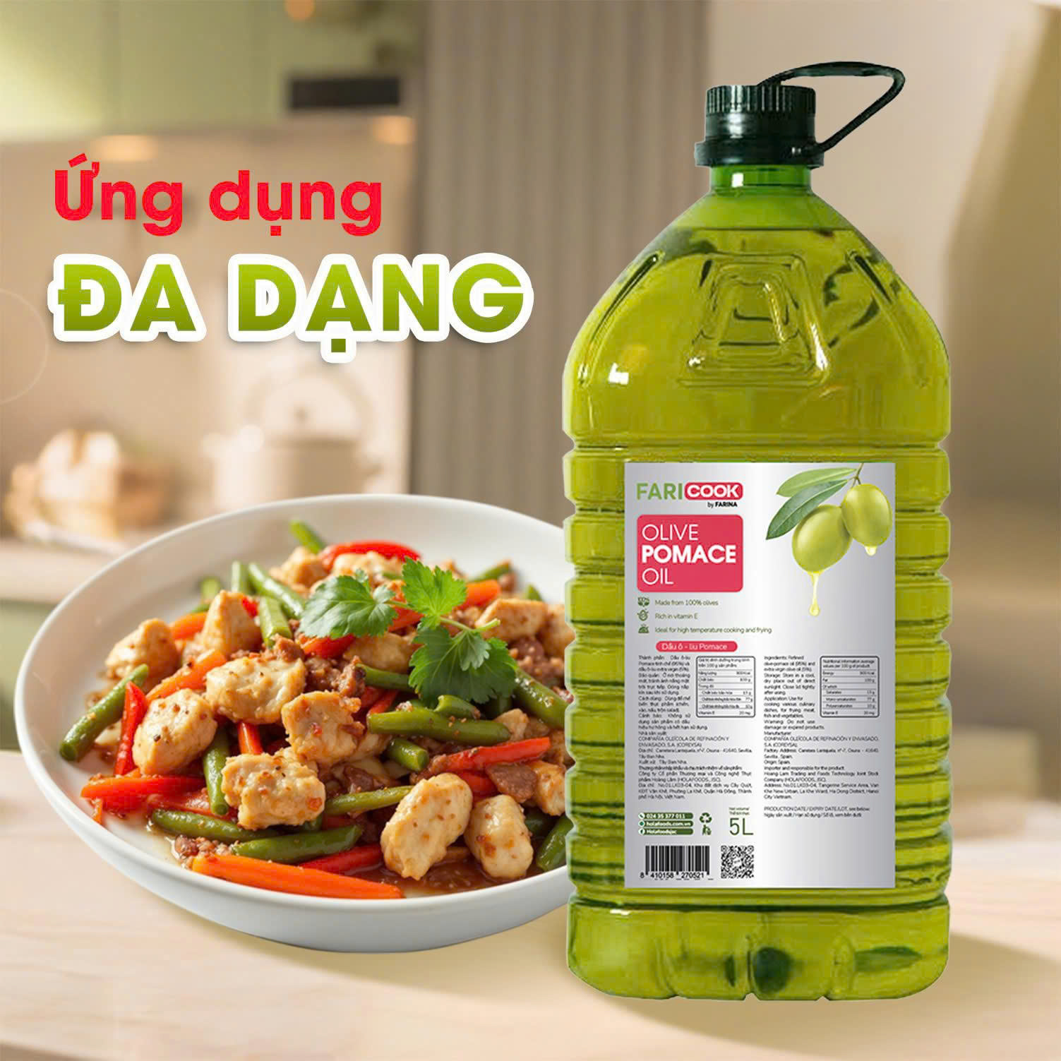 Faricook - Dầu Oliu Pomance lớn 5L (Chai nhựa)