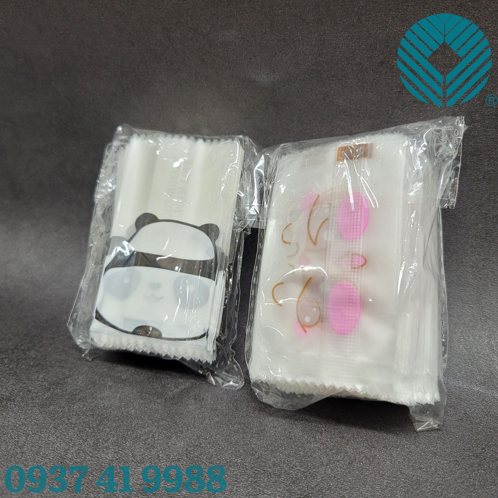 Túi hàn kẹo nougat 4x9.5cm mèo thần tài đỏ (Xấp 100)