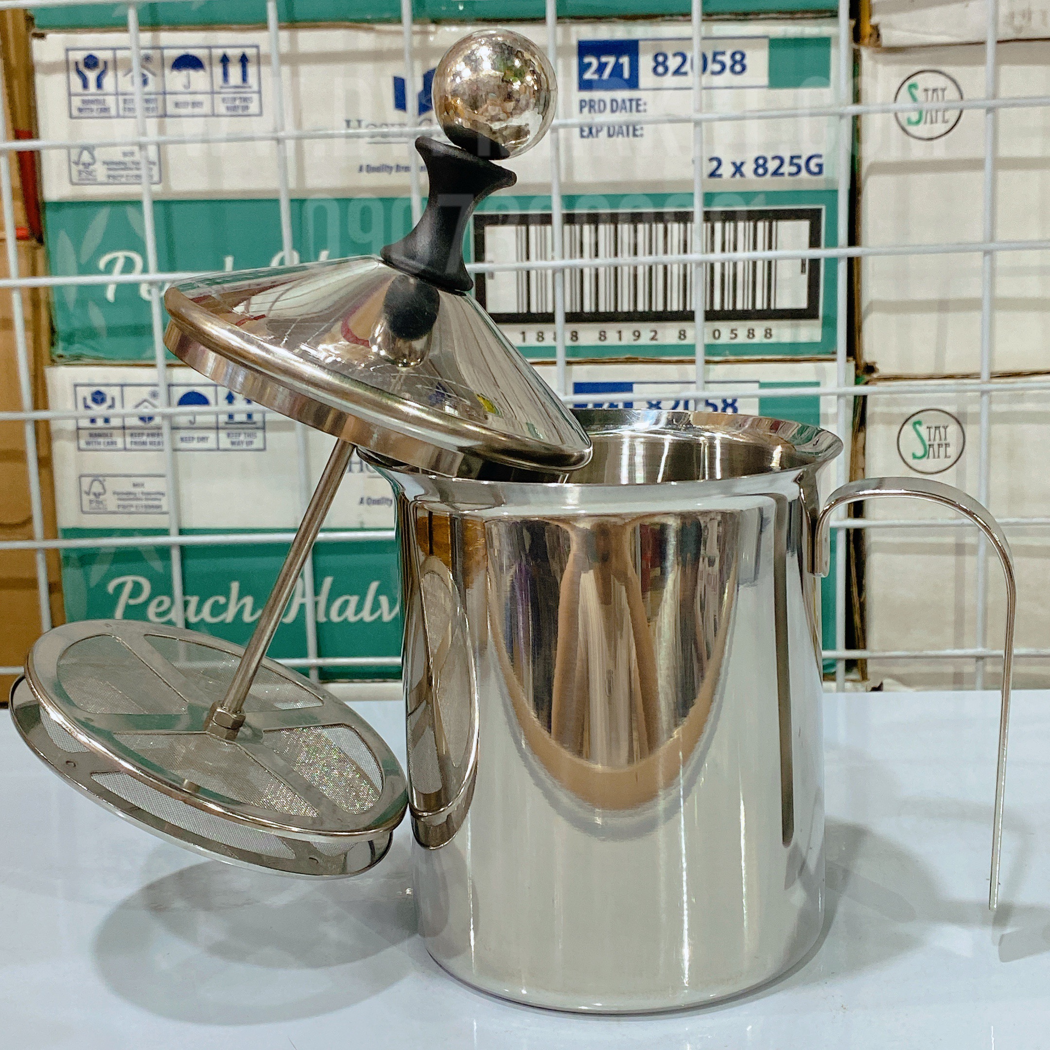 Ca đánh sữa lạnh tạo bọt - Inox - 400ml
