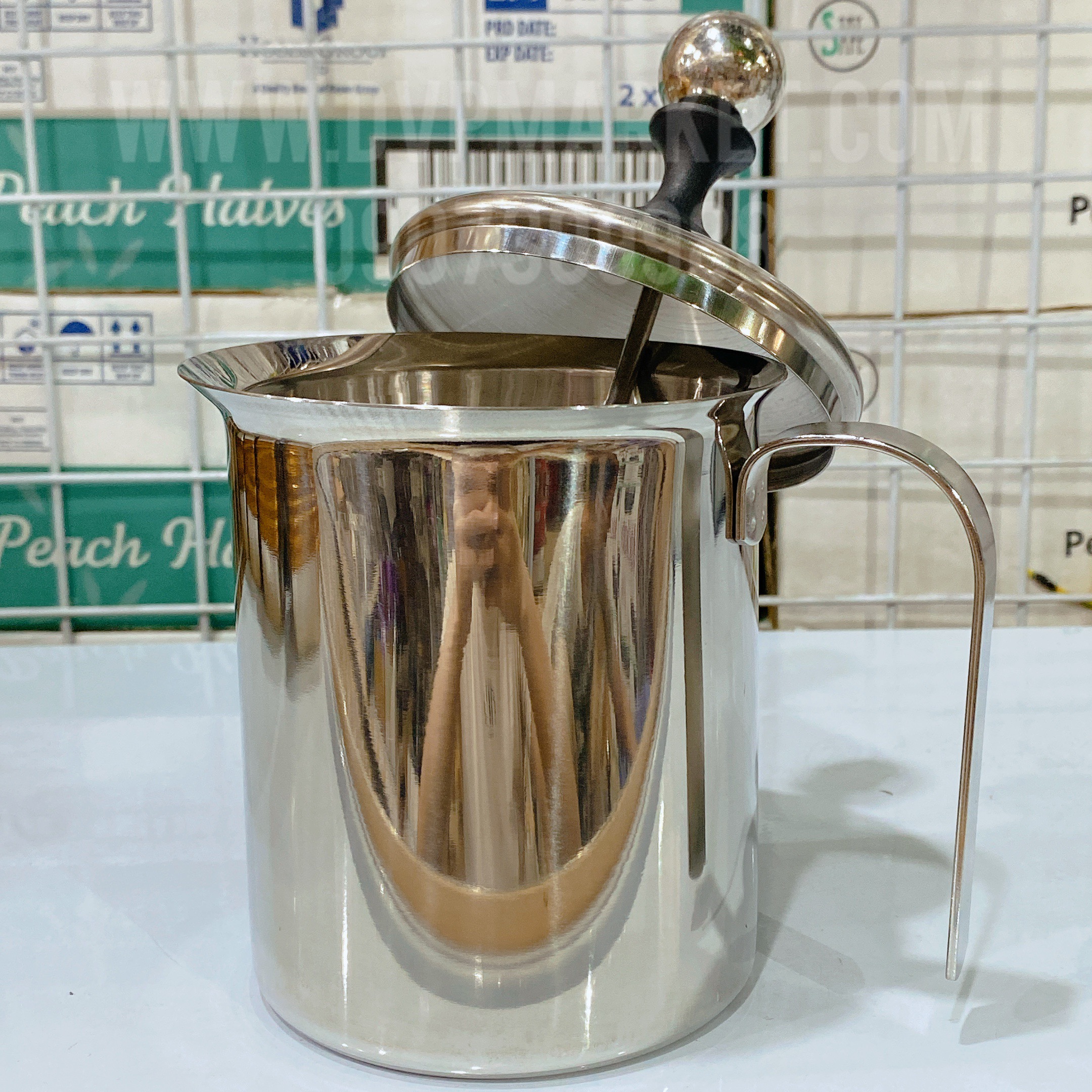 Ca đánh sữa lạnh tạo bọt - Inox - 400ml