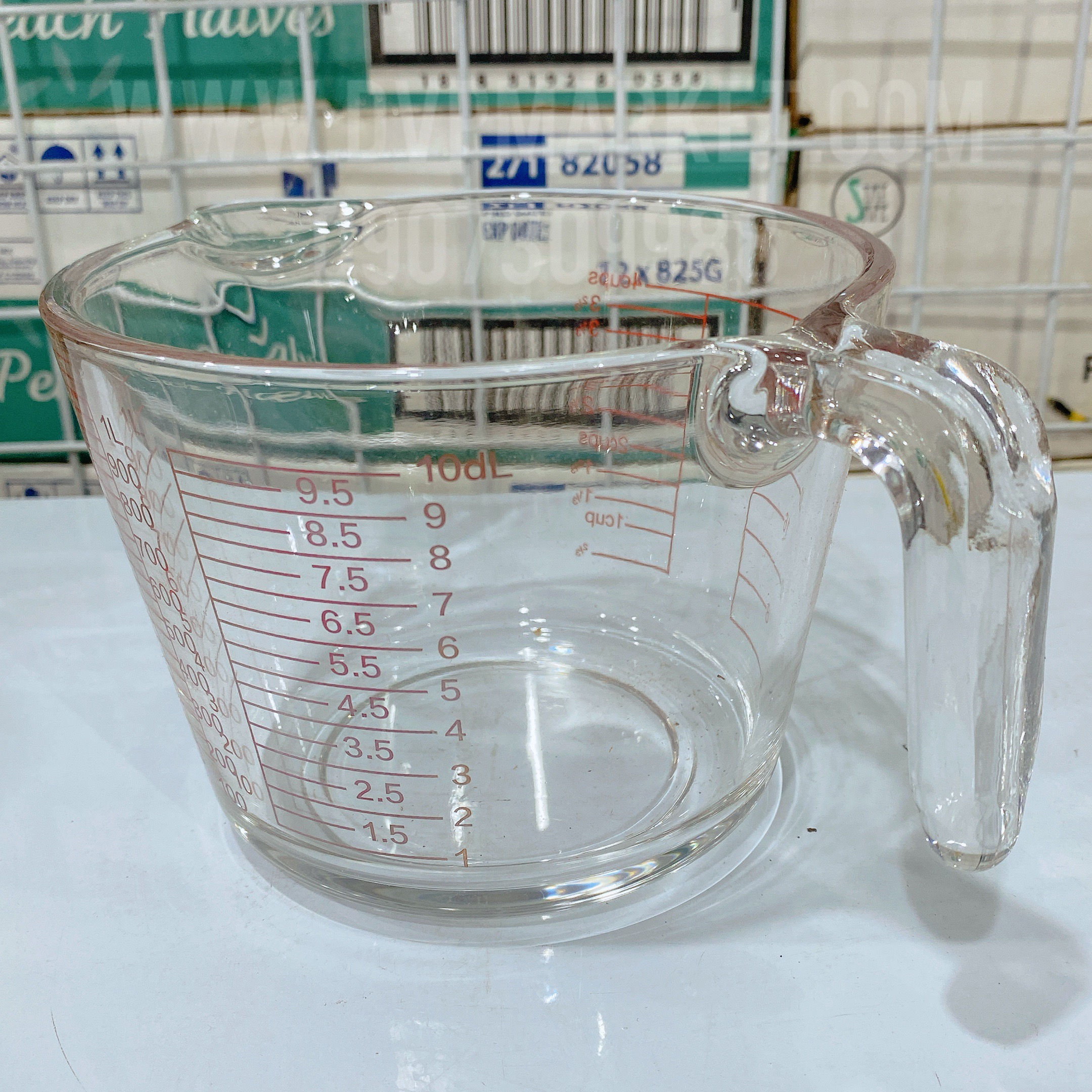 Ca đong thủy tinh - Chữ dỏ - HK (1000ml)