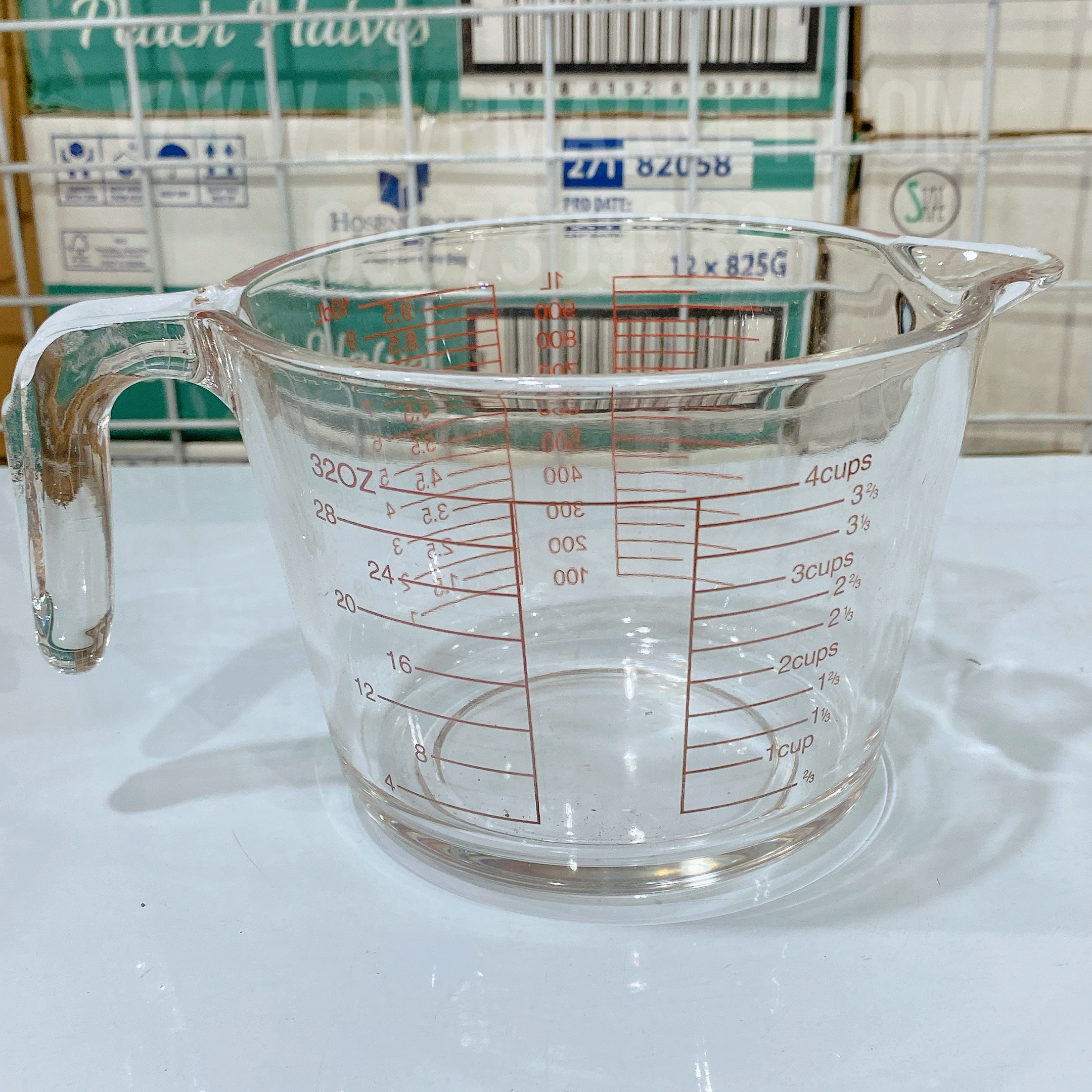 Ca đong thủy tinh - Chữ dỏ - HK (1000ml)