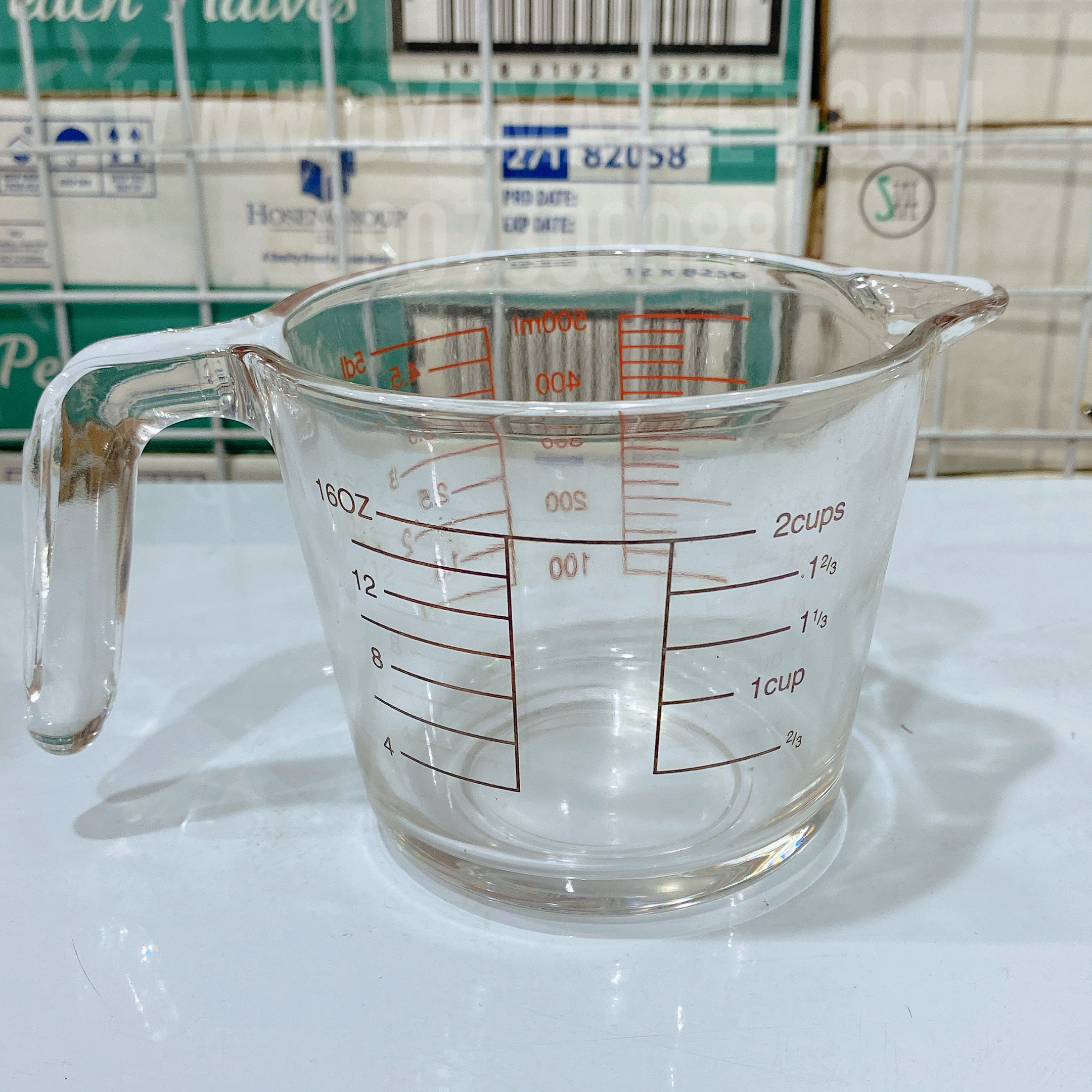 Ca đong thủy tinh - Chữ dỏ - HK (500ml)