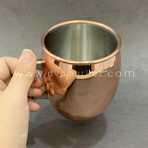 Moscow Mule Cup 500ml thép 304 trơn lõm rose gold