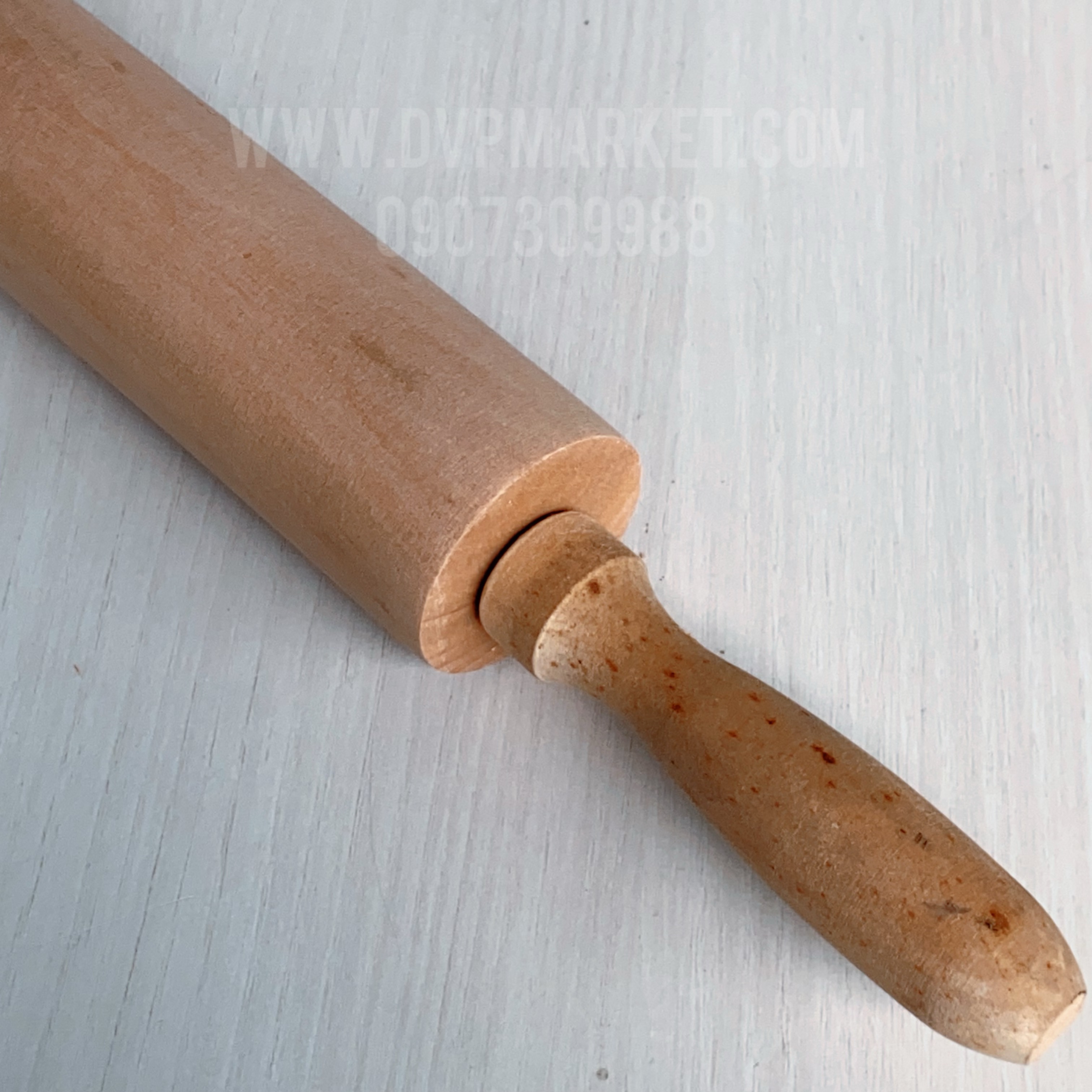 Cây cán bột cầm tay - Gỗ - Trục xoay - Dài 42cm