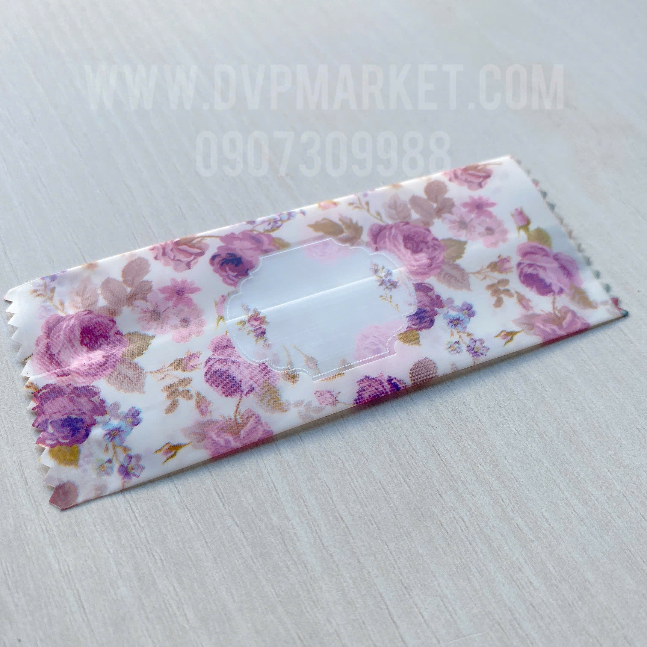 Túi hàn kẹo nougat 4x9.5cm - in hoa (xấp 100)