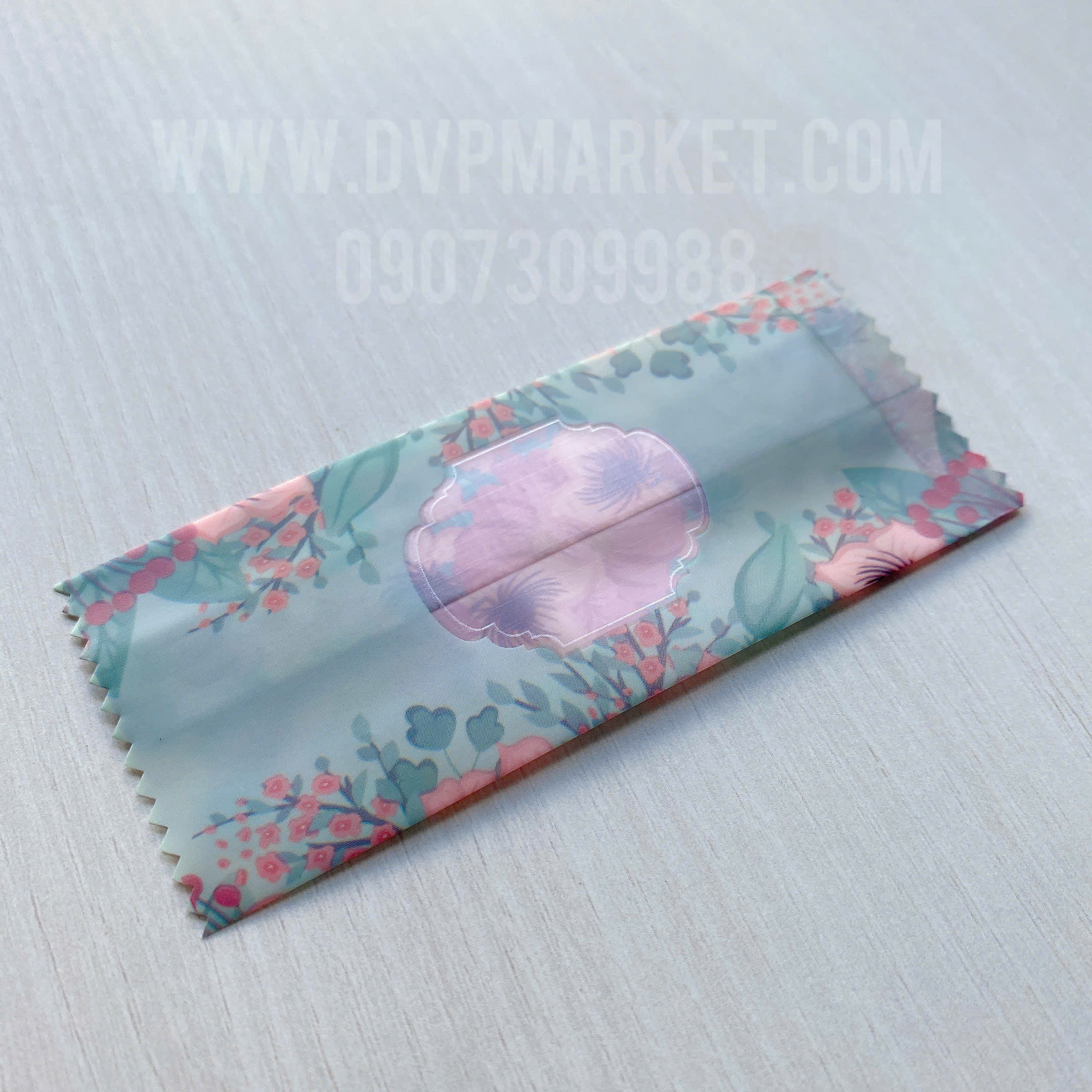 Túi hàn kẹo nougat 4x9.5cm - in hoa (xấp 100)