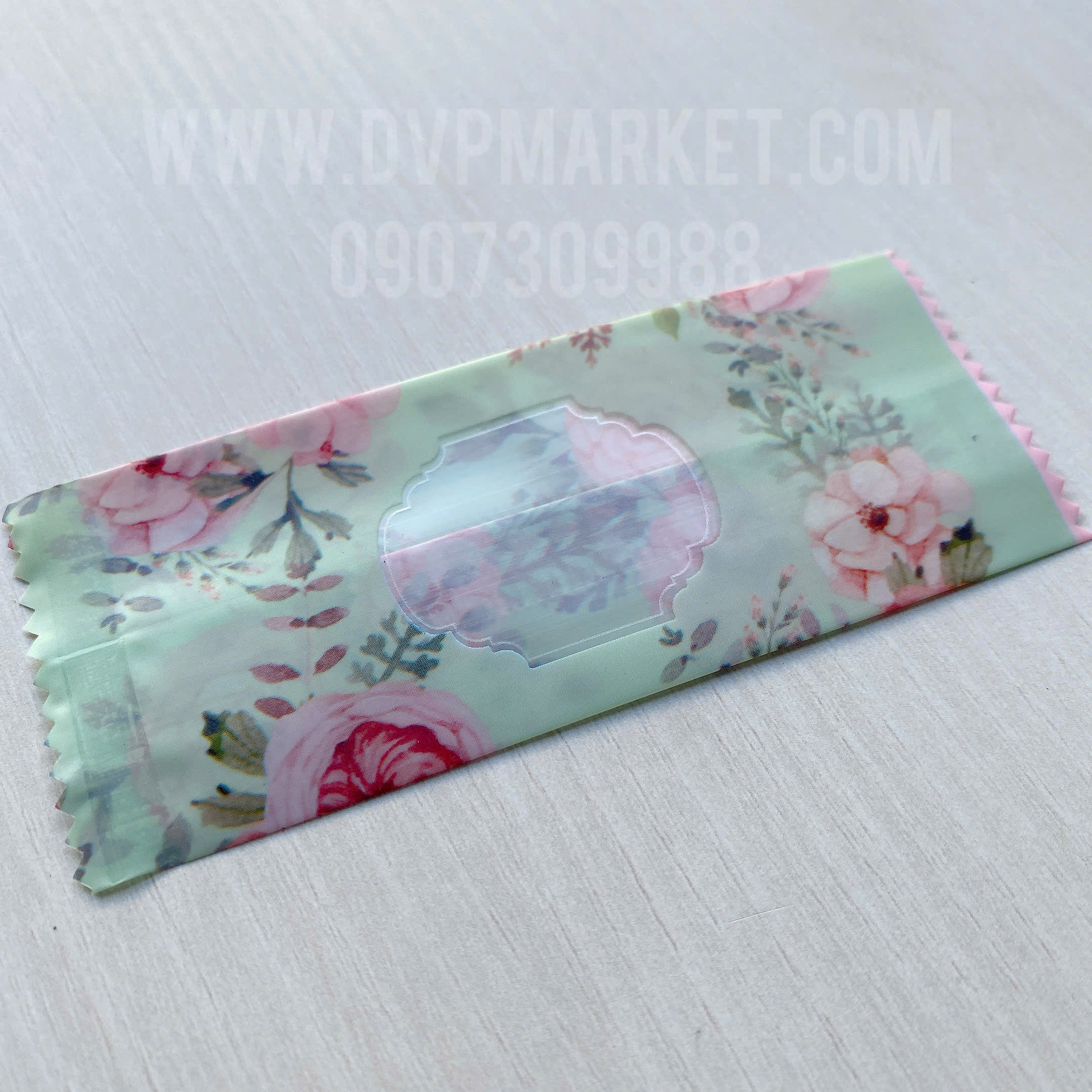 Túi hàn kẹo nougat 4x9.5cm - in hoa (xấp 100)