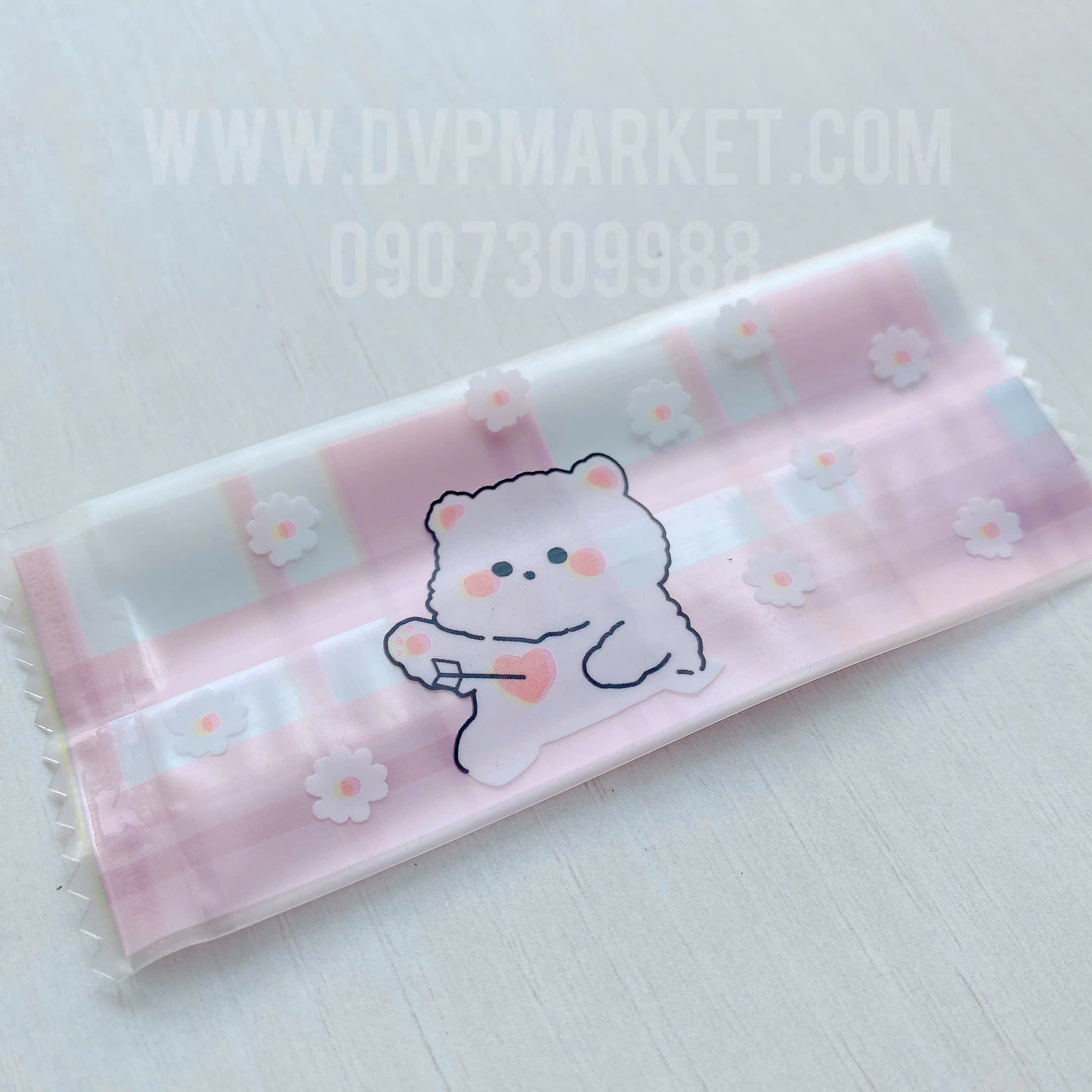 Túi hàn kẹo nougat 4x9.5cm - kẻ caro (xấp 100)