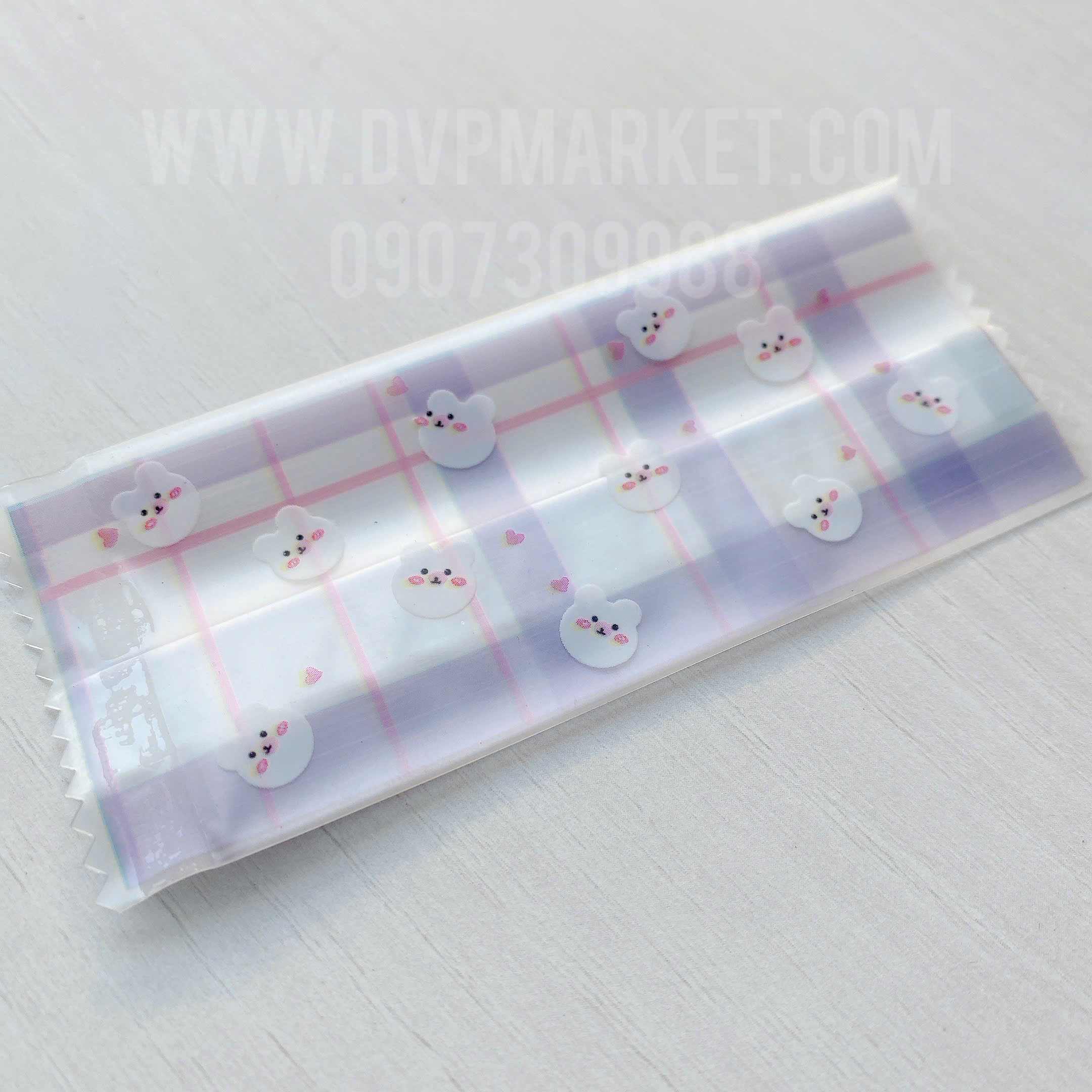 Túi hàn kẹo nougat 4x9.5cm - kẻ caro (xấp 100)