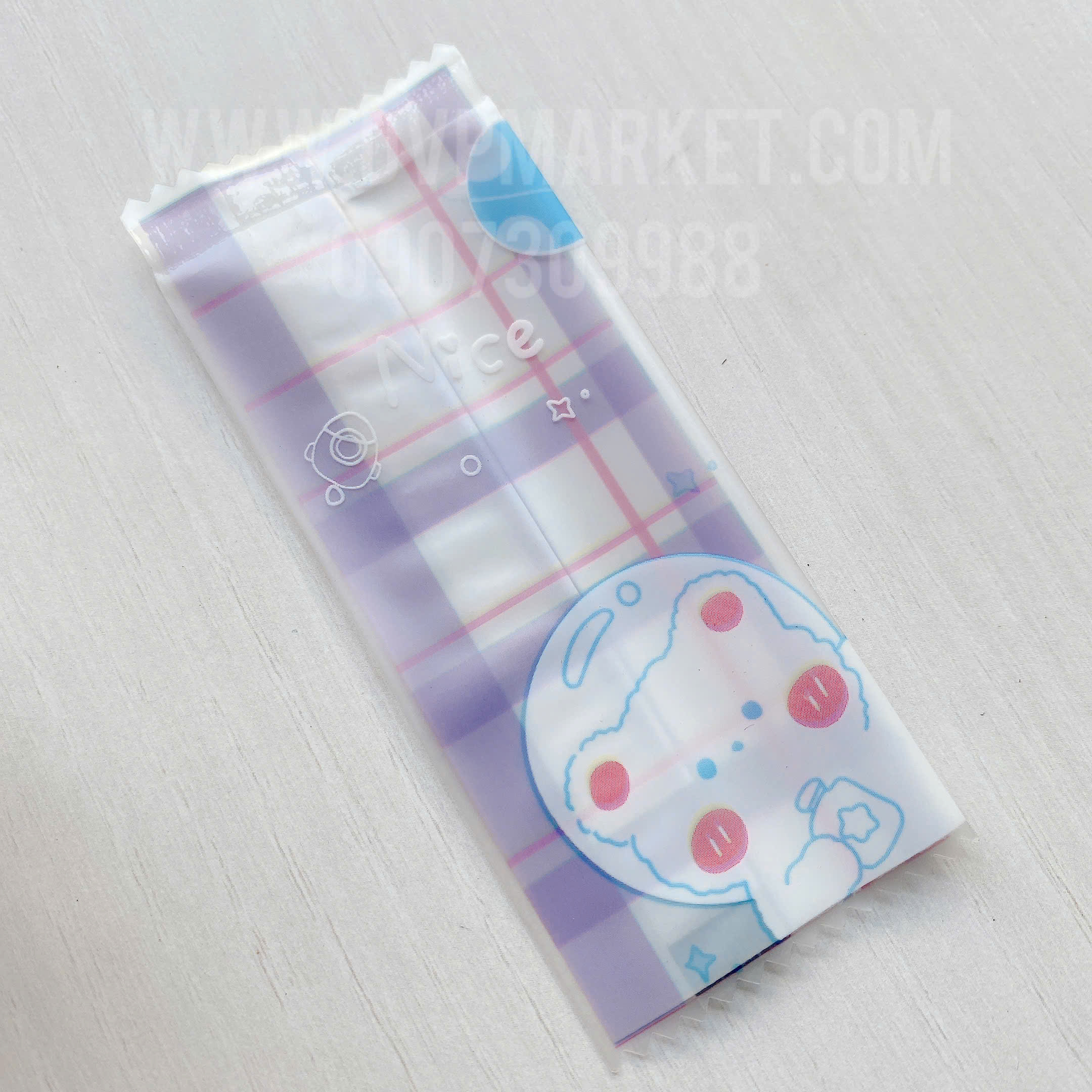 Túi hàn kẹo nougat 4x9.5cm - kẻ caro (xấp 100)