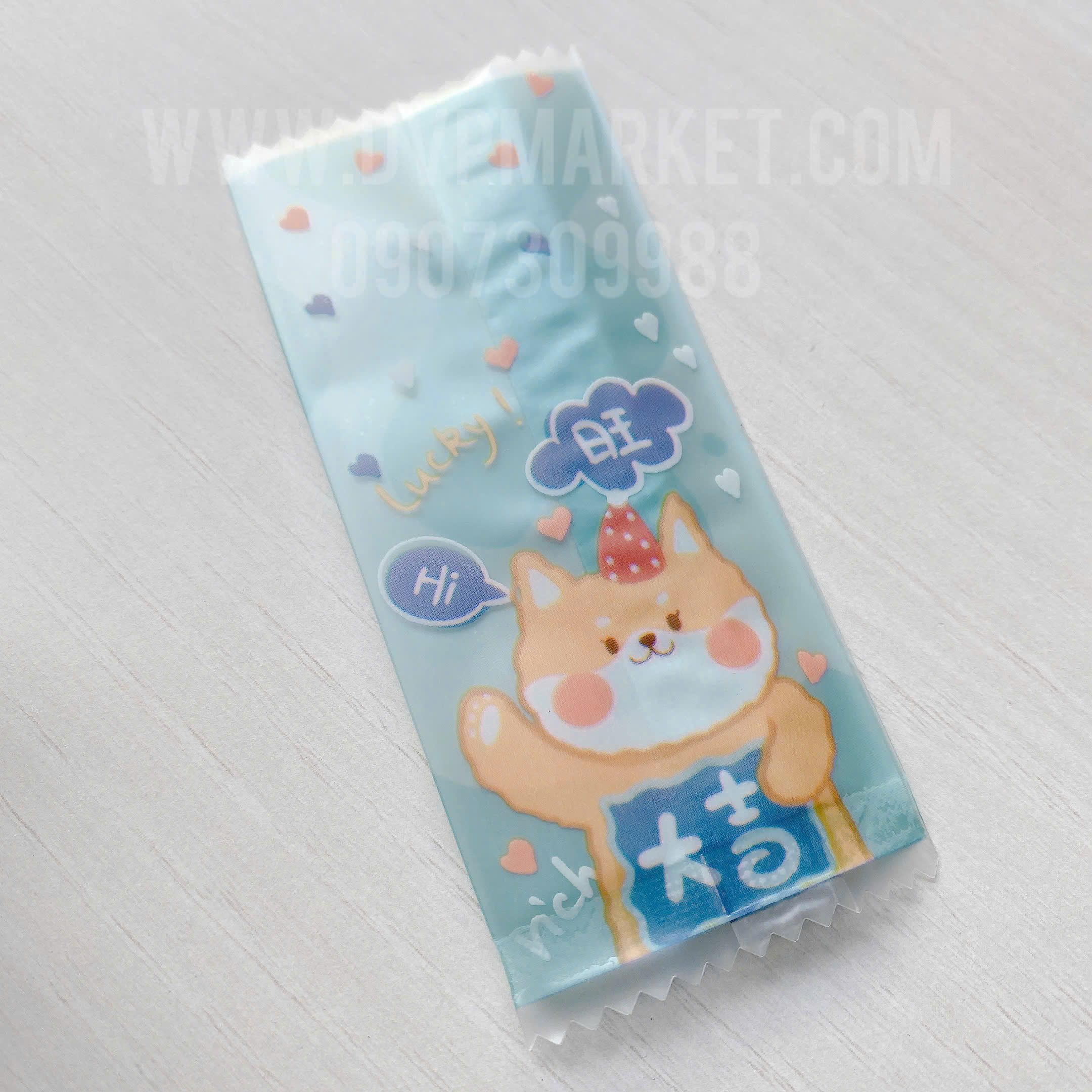 Túi hàn kẹo nougat 4x9.5cm - gấu thỏ (xấp 100)