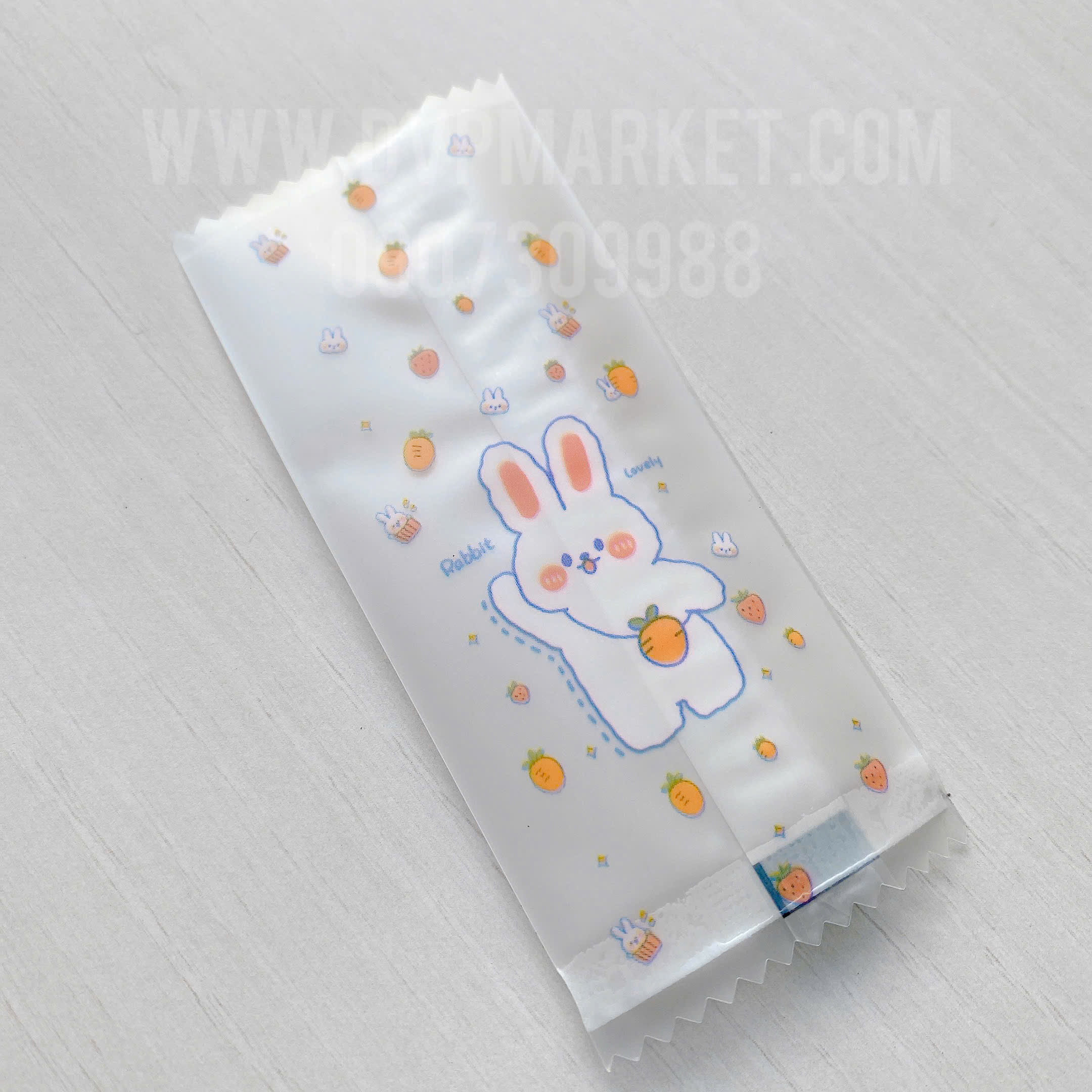 Túi hàn kẹo nougat 4x9.5cm - gấu thỏ (xấp 100)