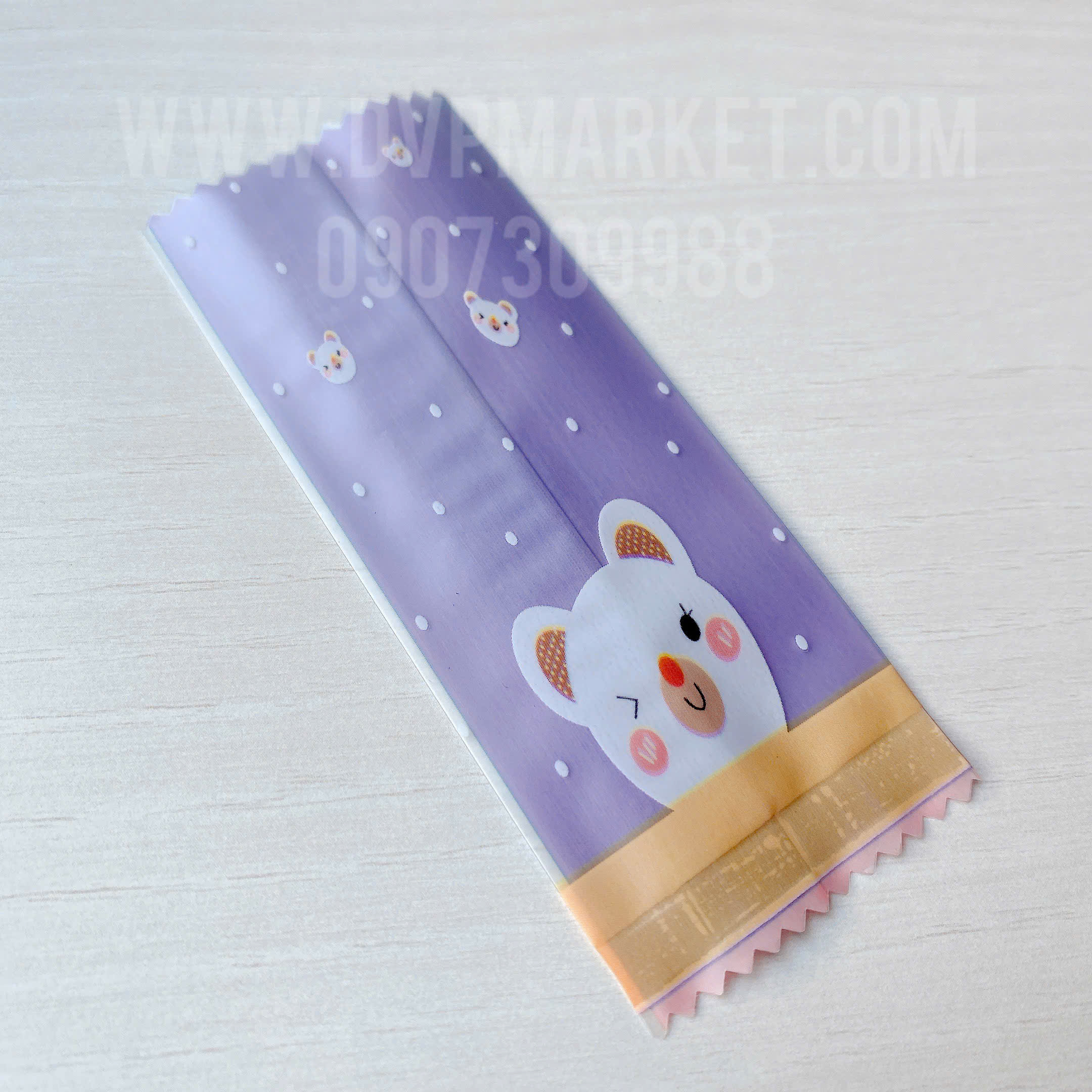 Túi hàn kẹo nougat 4x9.5cm - hoạt hình (xấp 100)