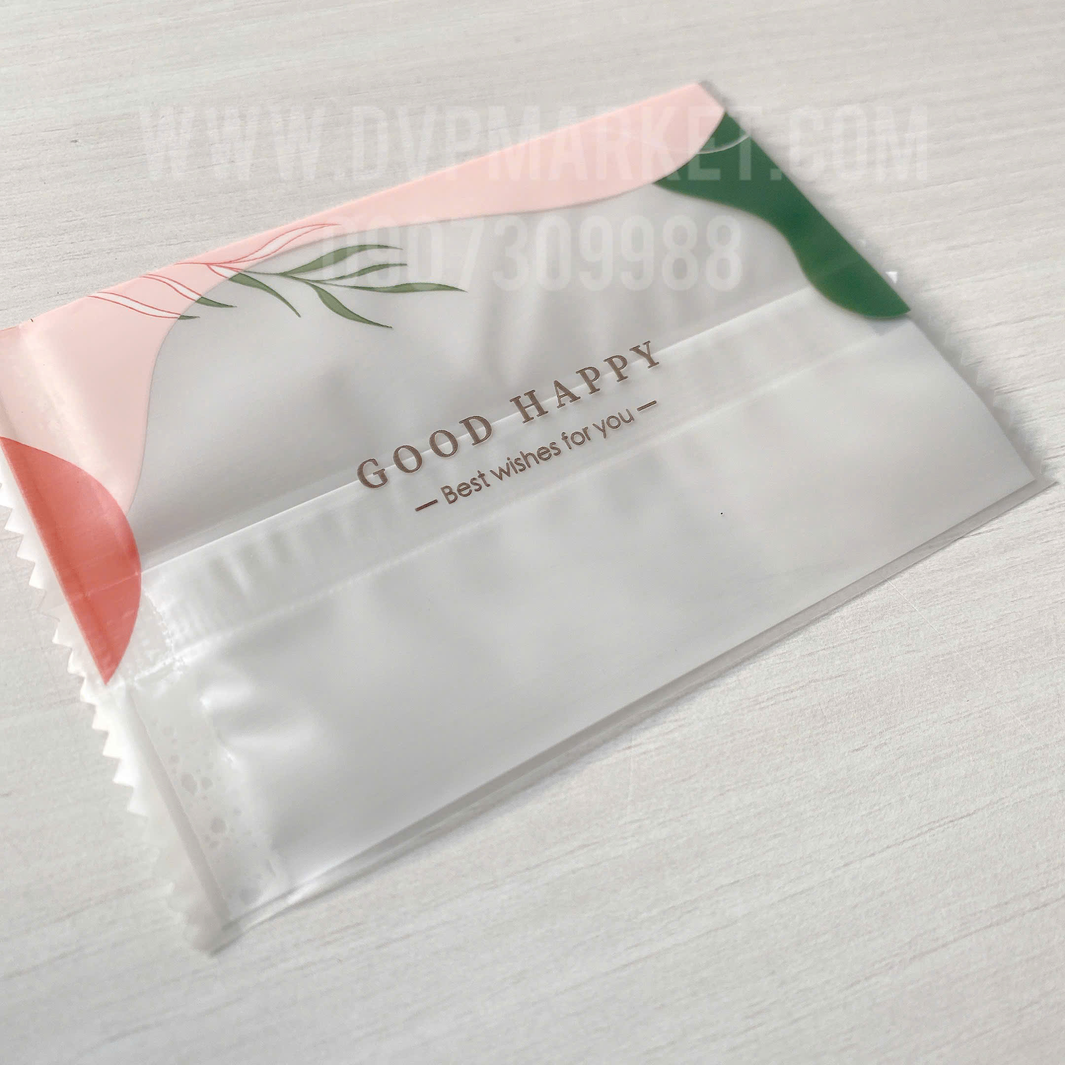 Túi hàn bánh quy - kẹo 7x10cm hoa văn hồng (Xấp 100)