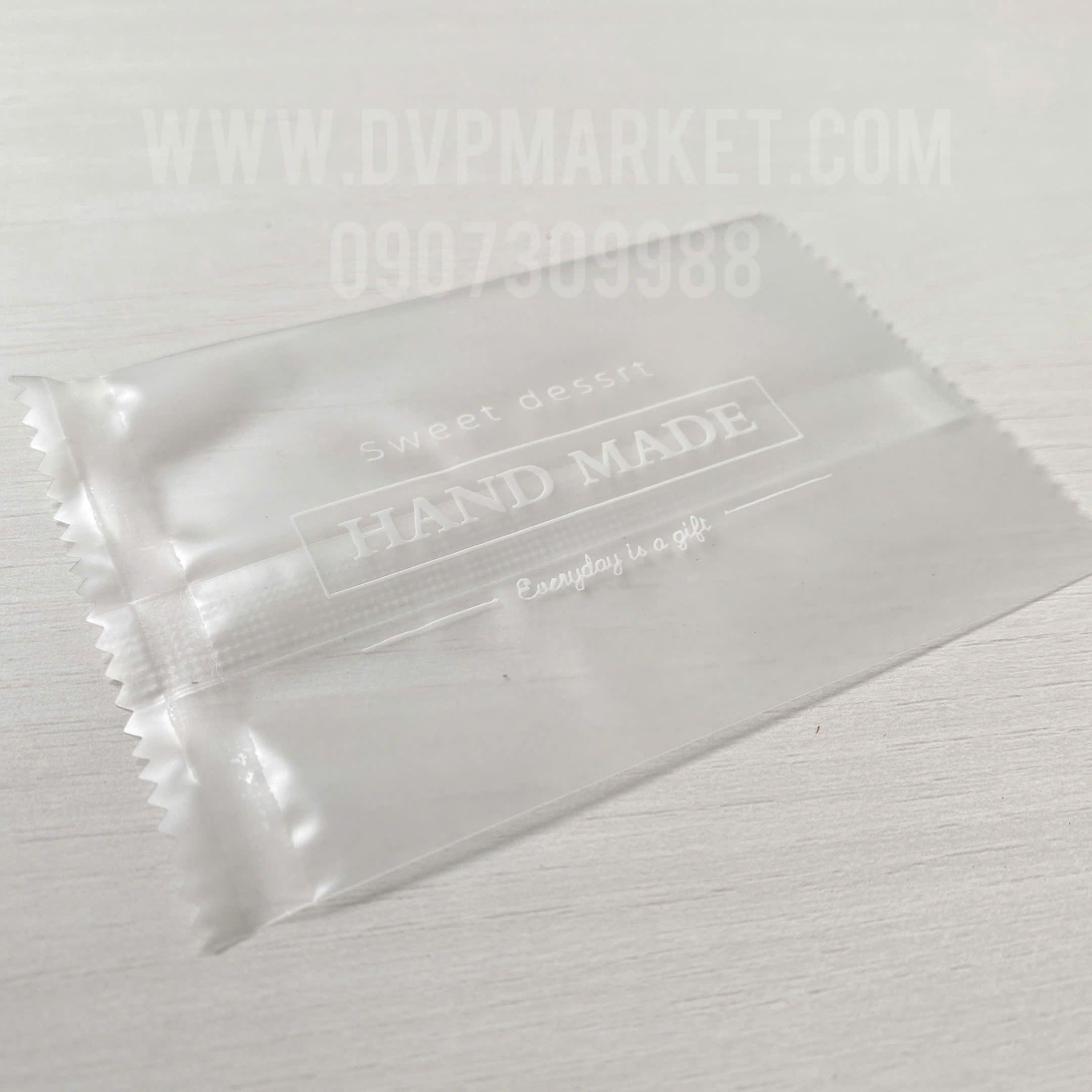Túi hàn bánh quy - kẹo 7x10cm chữ trắng handmade (Xấp 100)
