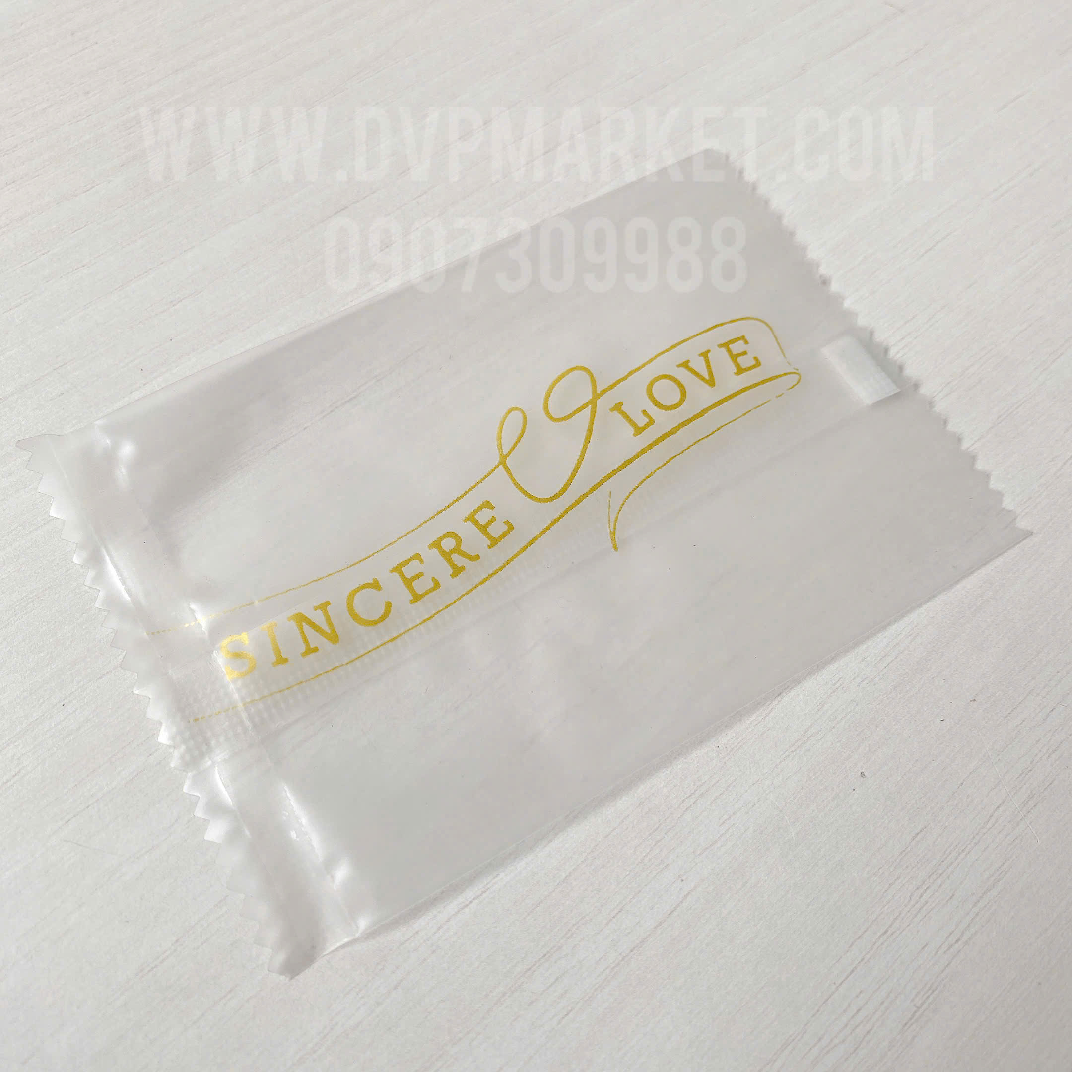 Túi hàn bánh quy - kẹo 7x10cm chữ trắng handmade (Xấp 100)