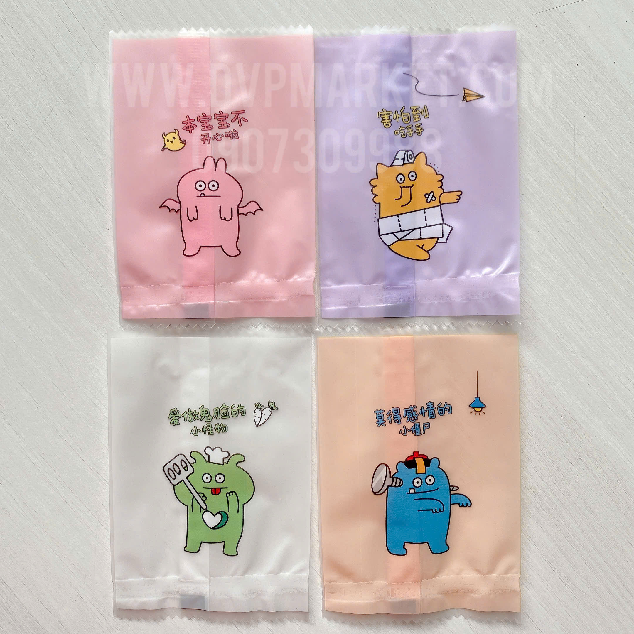 Túi hàn bánh quy - kẹo 7x10cm hình hoạt hình (Xấp 100)