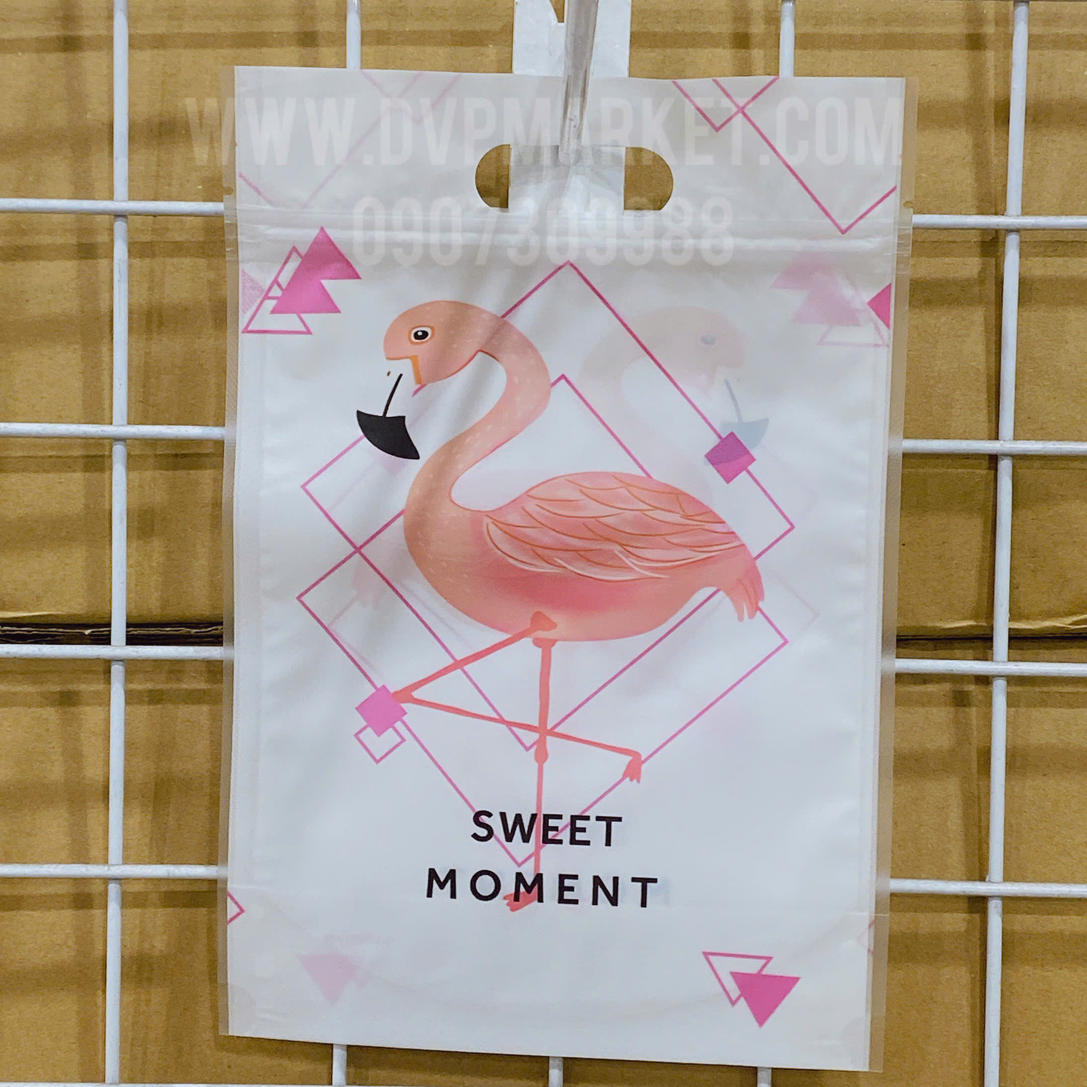 Túi zip size 15.5x23 - Kỳ lân Unicorn hồng (Xấp 10c)