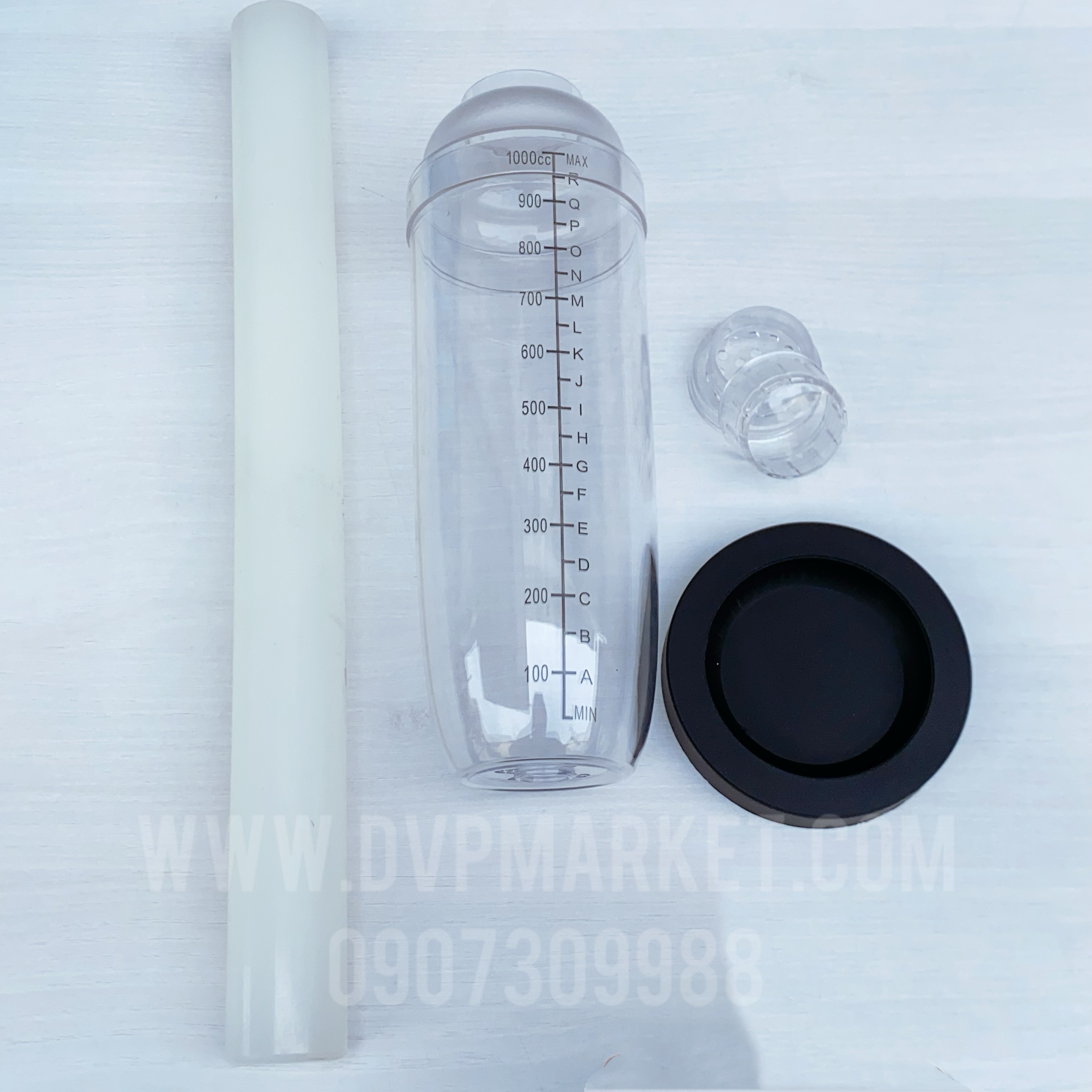 Shaker - Bình lắc pha chế - Nhựa trong - 1000cc- 4 mảnh