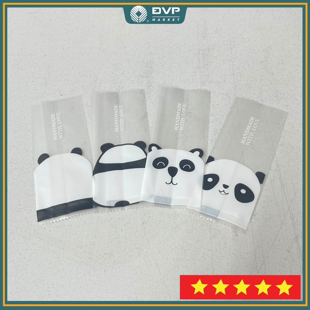 Túi hàn kẹo nougat 4x9cm gấu trúc (Xấp 100)